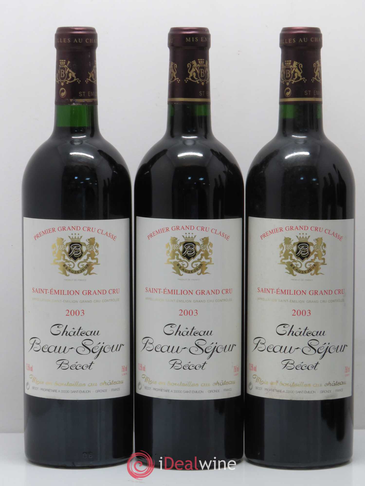 Château Beau-Séjour Bécot 1er Grand Cru Classé B 2003 - Lot de 6 bouteilles - 1