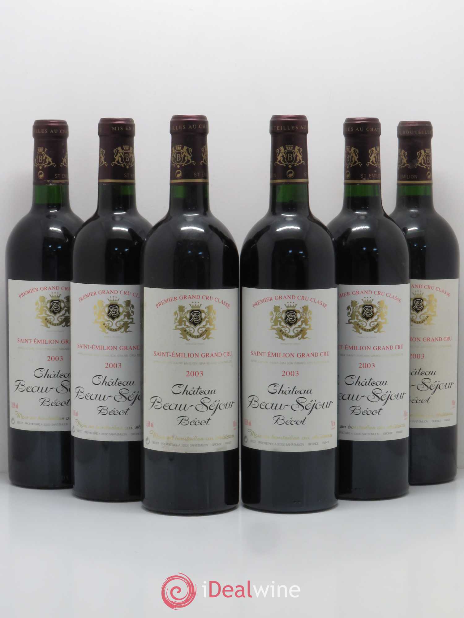 Château Beau-Séjour Bécot 1er Grand Cru Classé B 2003 - Lot de 6 bouteilles - 0