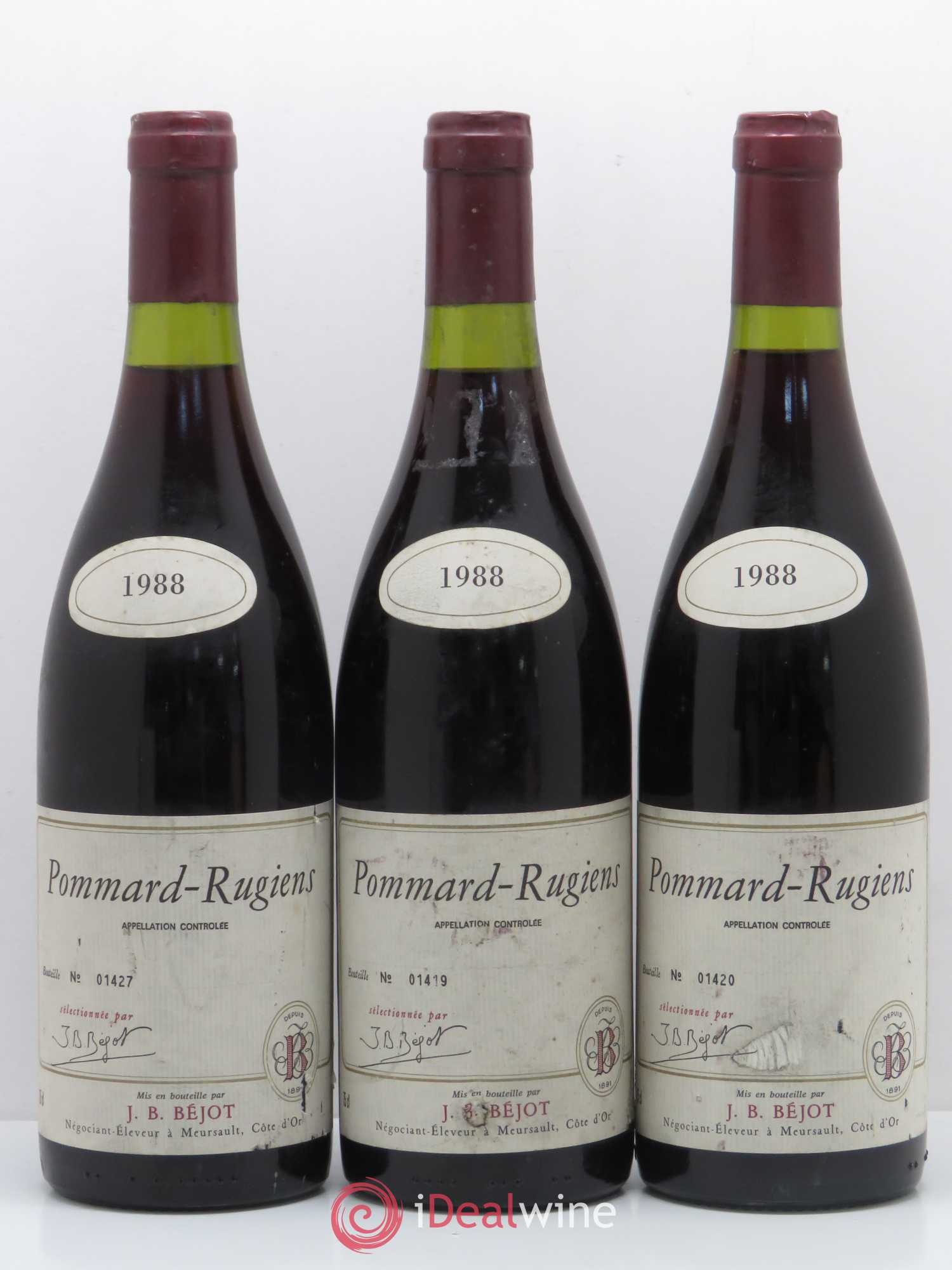 Pommard Rugiens Bejot 1988 - Lot de 3 bouteilles - 0