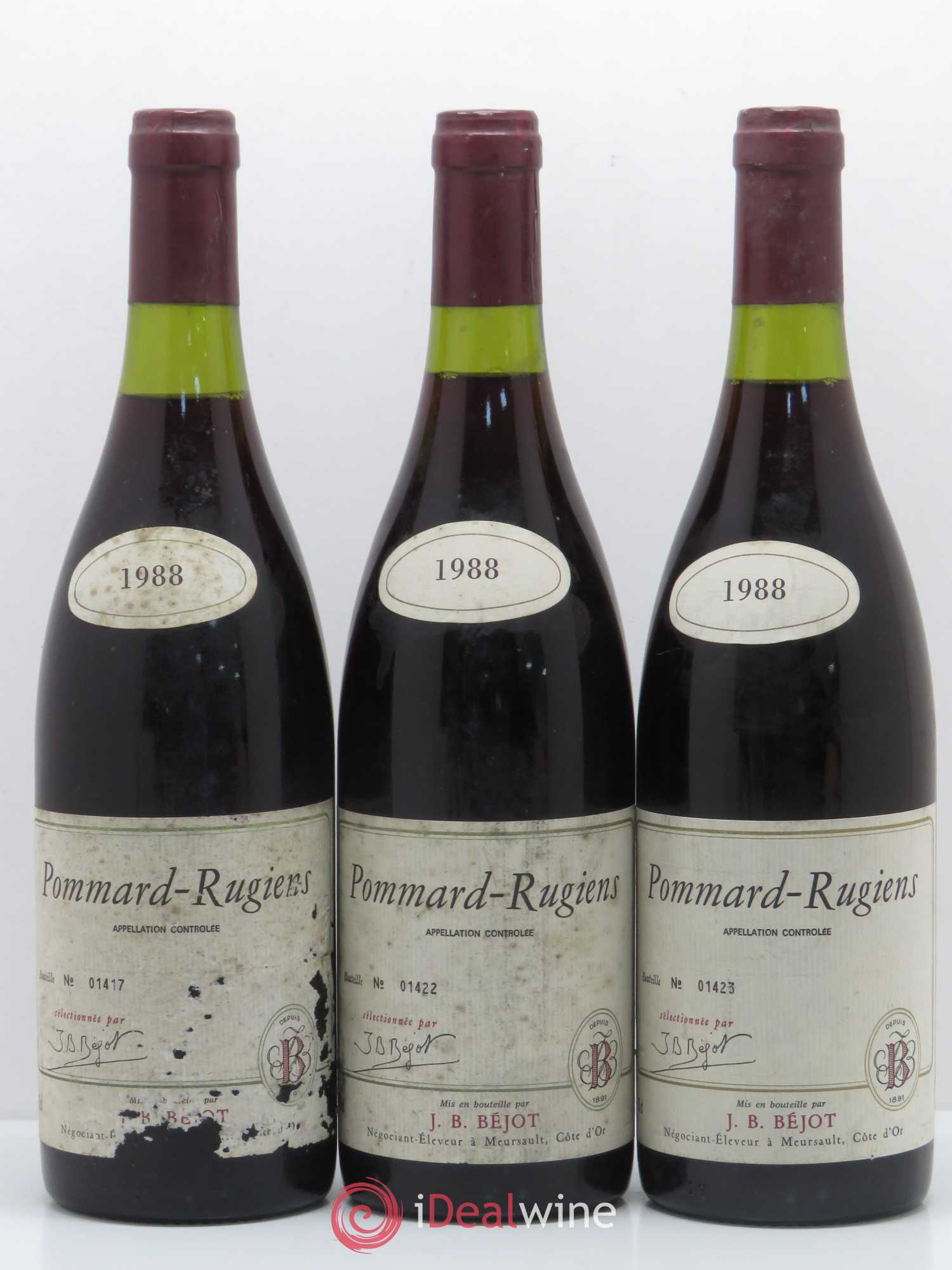 Pommard Rugiens Bejot (sans prix de réserve) 1988 - Lot de 3 bouteilles - 0