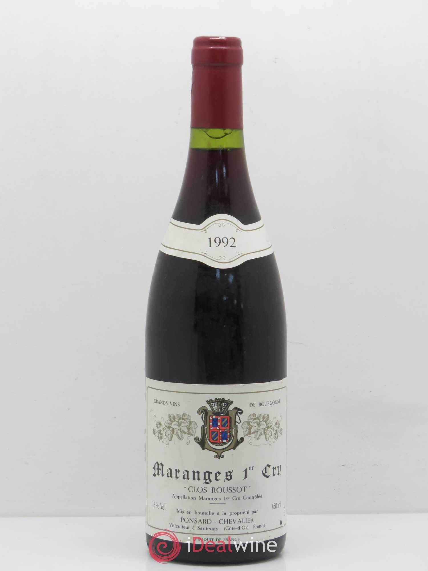 Maranges 1er Cru Clos Roussot Ponsard Chevalier 1992 - Lot de 1 bouteille - 0