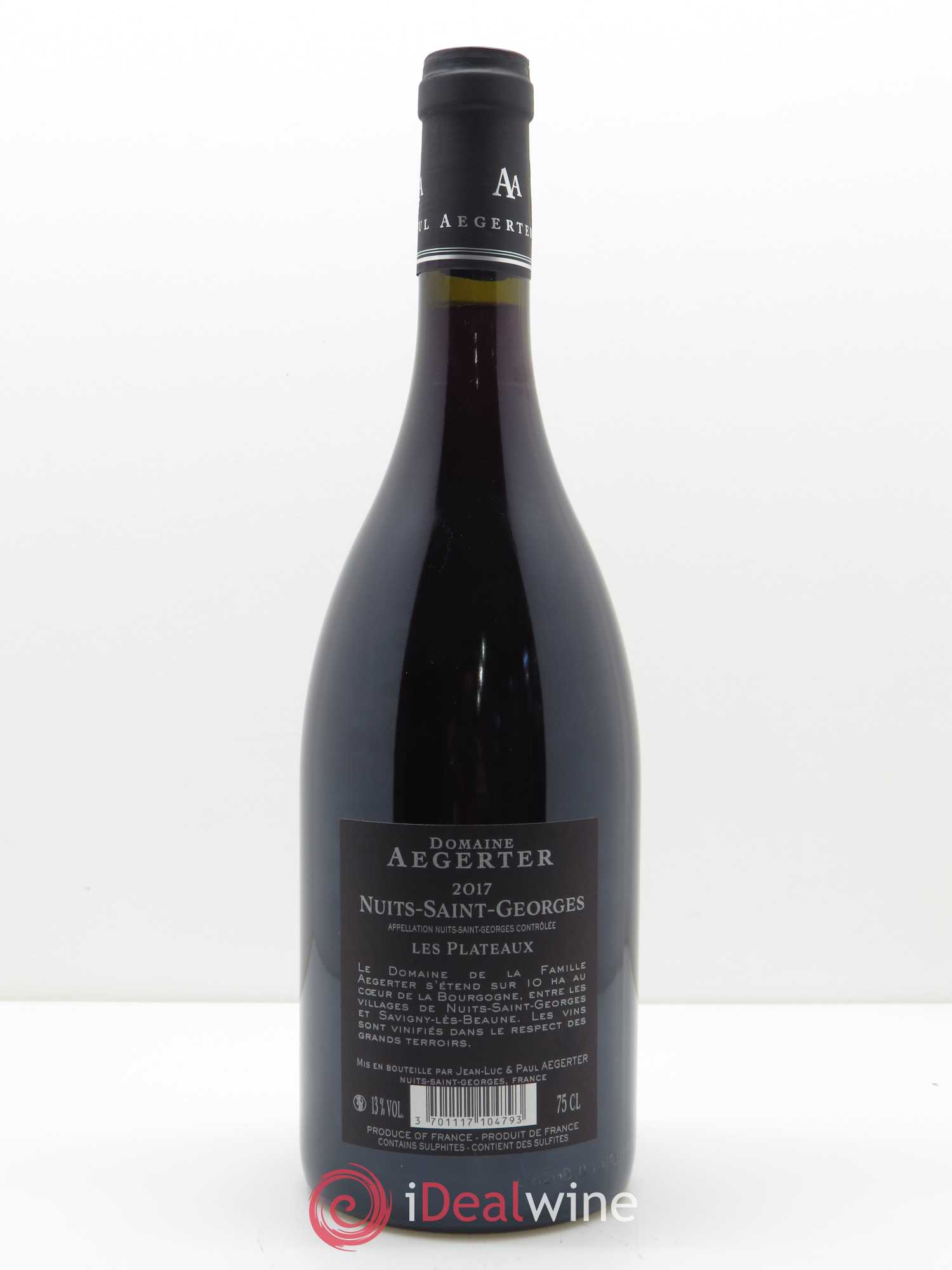 Nuits-Saint-Georges Les Plateaux Aegerter 2017 - Lot de 1 bouteille - 1