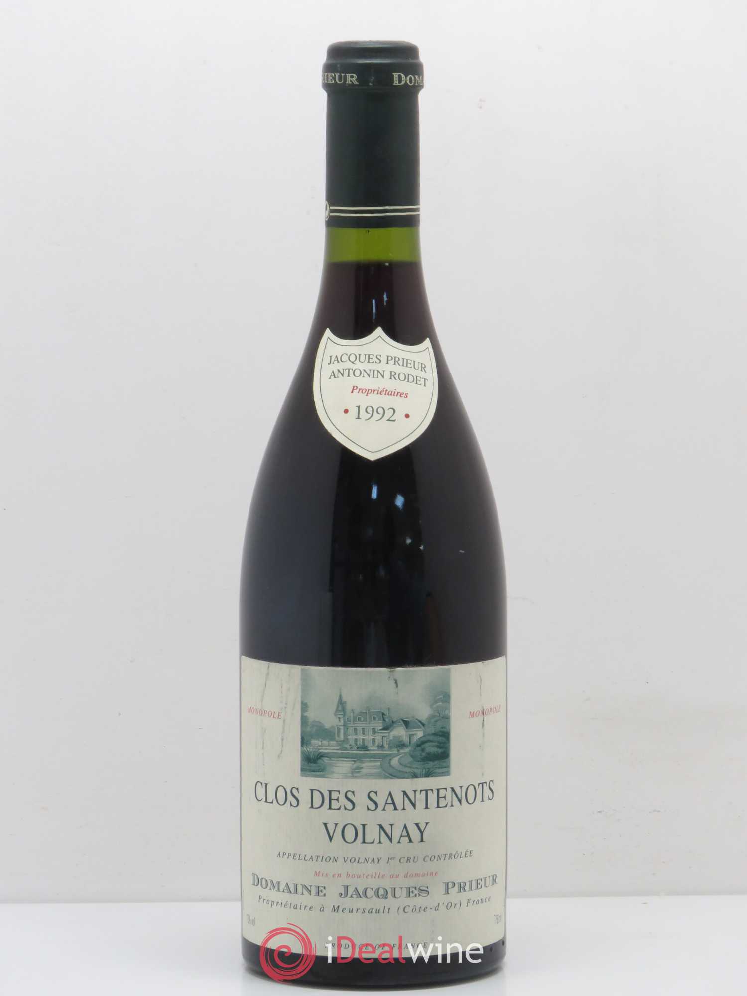 Volnay 1er Cru Clos des Santenots Jacques Prieur (Domaine) 1992 - Lot de 1 bouteille - 0