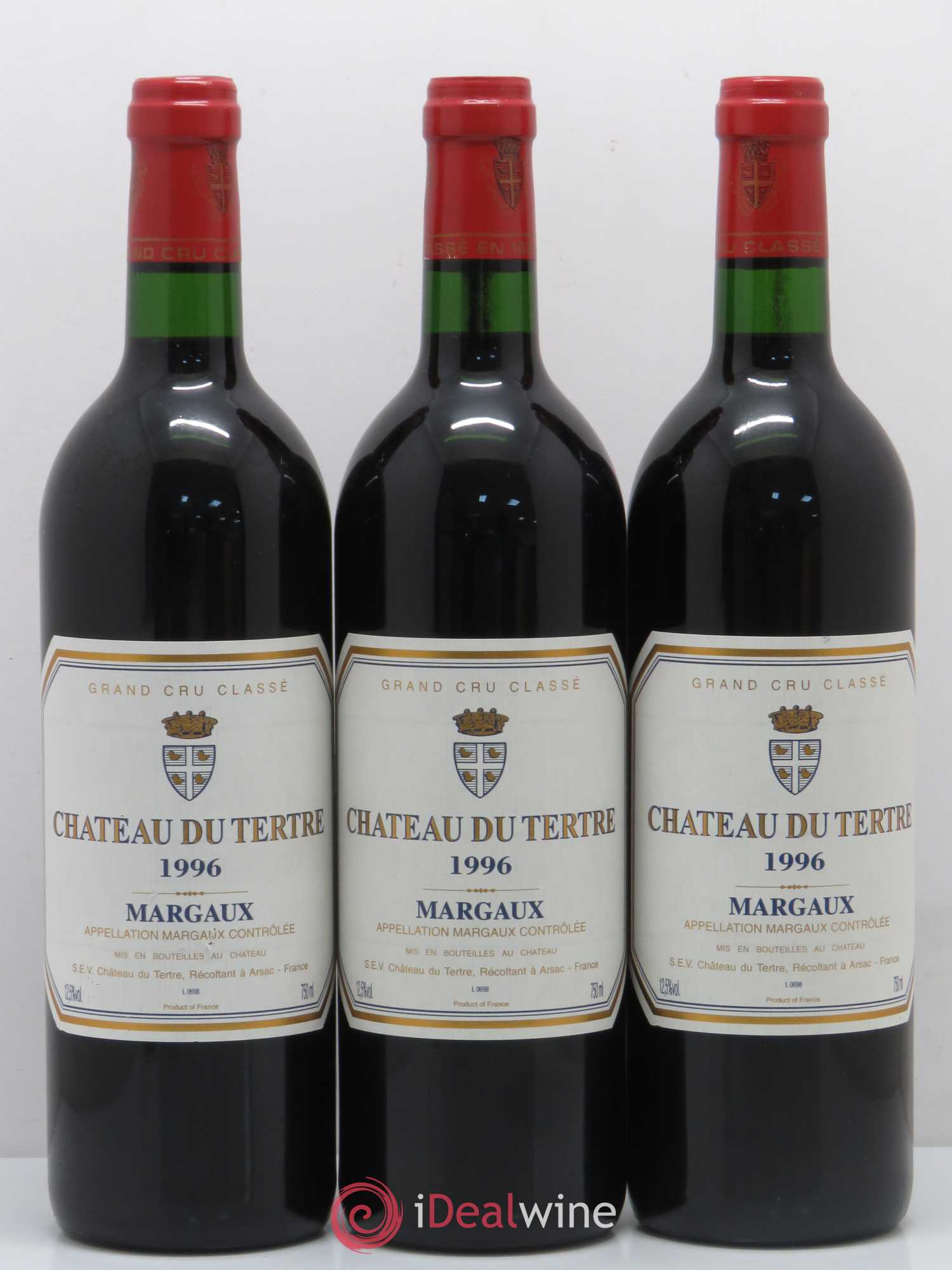 Château du Tertre 5ème Grand Cru Classé 1996 - Lot de 3 bouteilles - 0