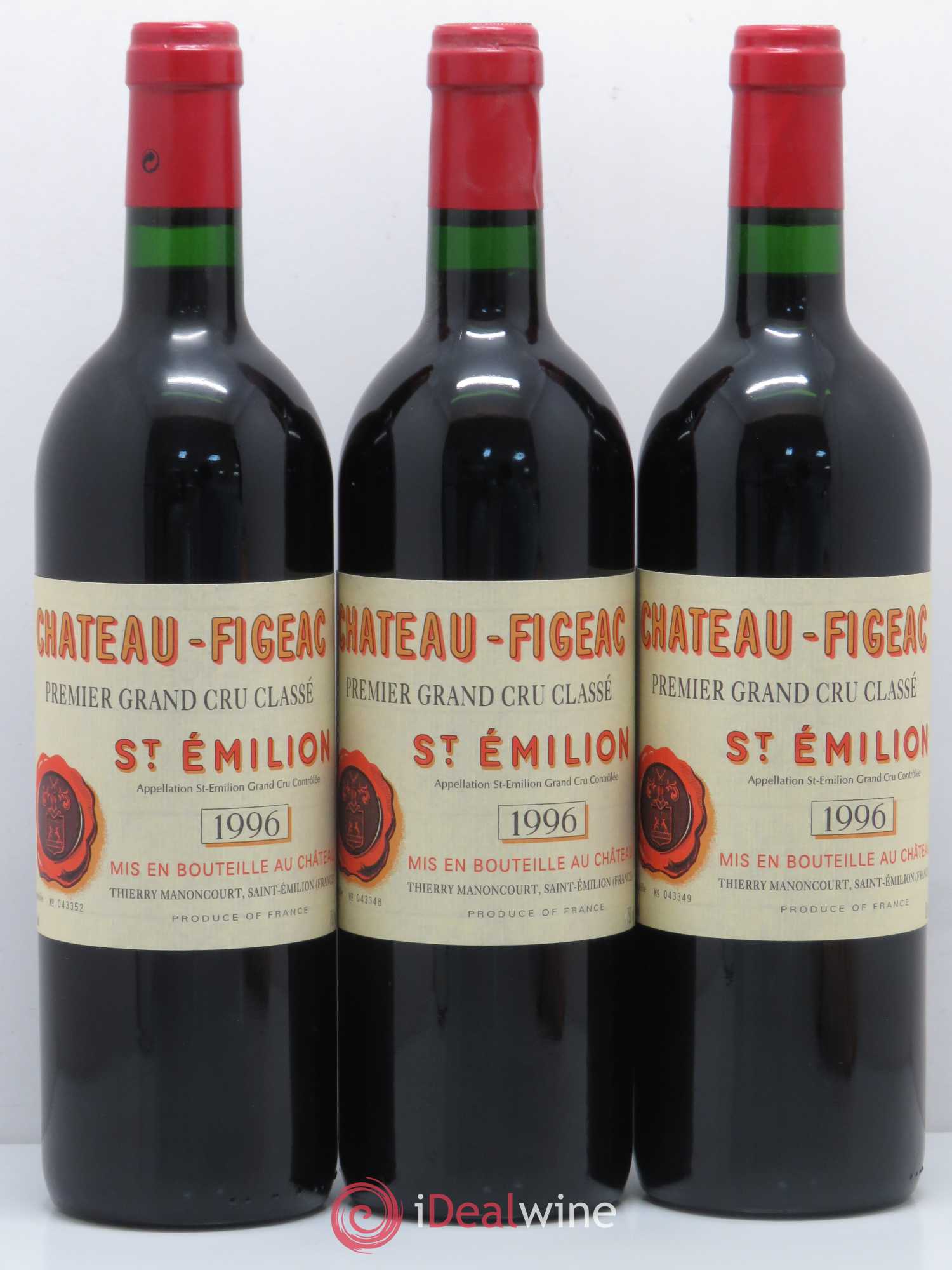 Château Figeac 1er Grand Cru Classé A 1996 - Lot de 3 bouteilles - 0