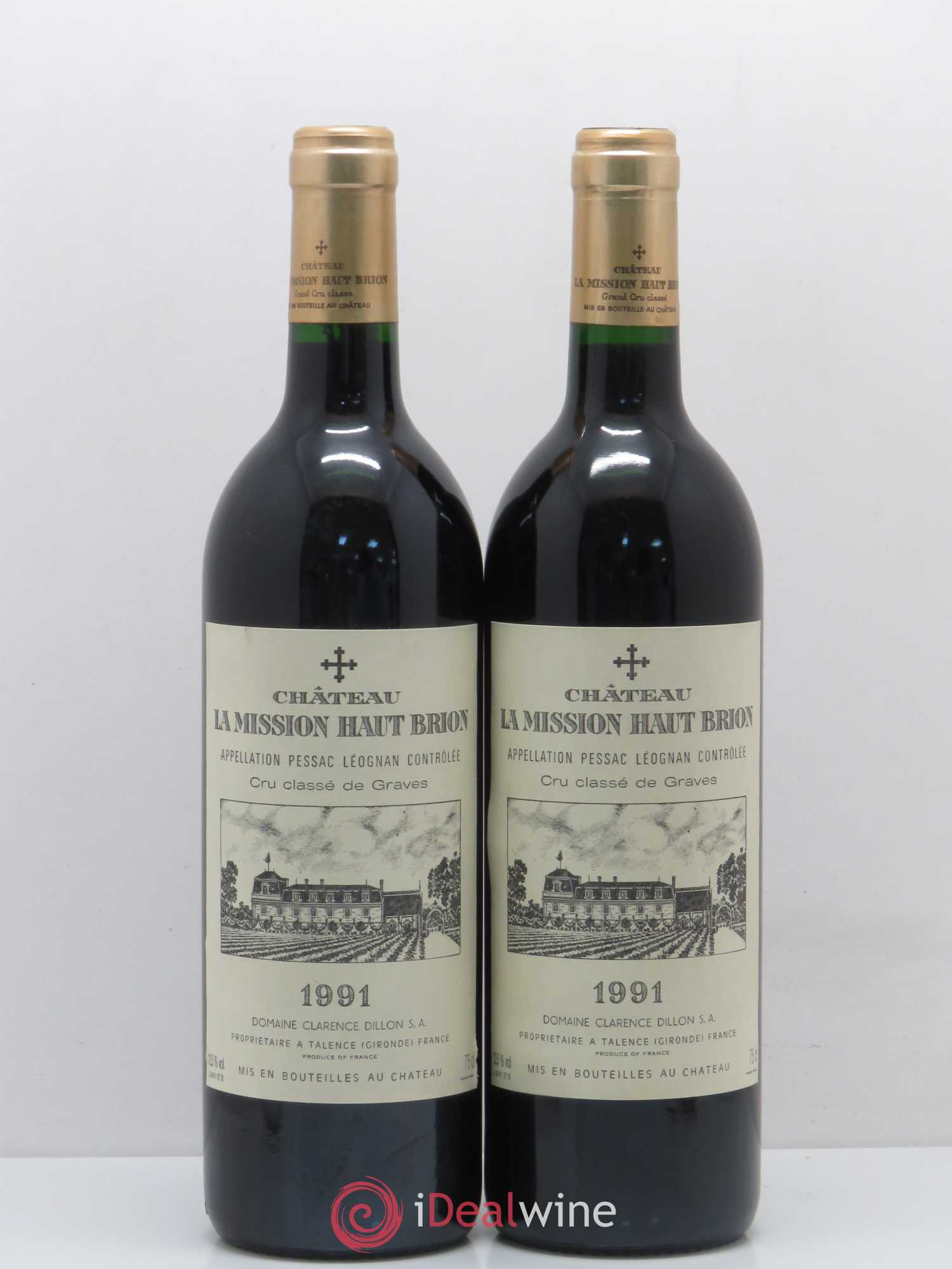 Château la Mission Haut-Brion Cru Classé de Graves 1991 - Lot de 2 bouteilles - 0