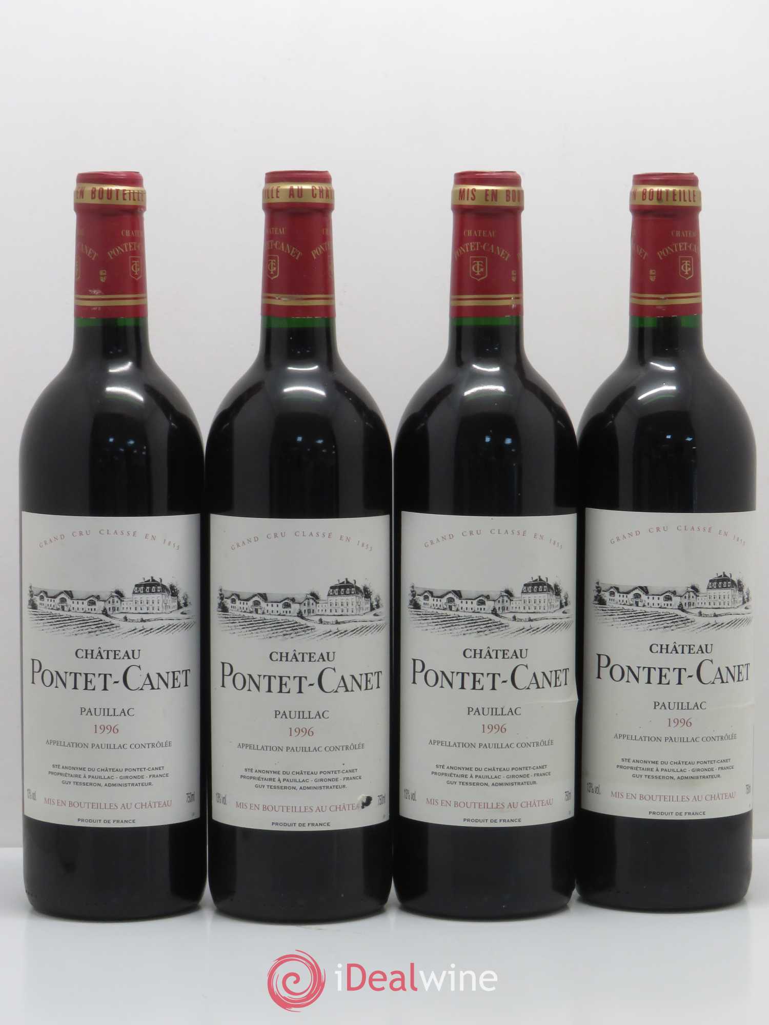 Château Pontet Canet 5ème Grand Cru Classé 1996 - Lot de 4 bouteilles - 0