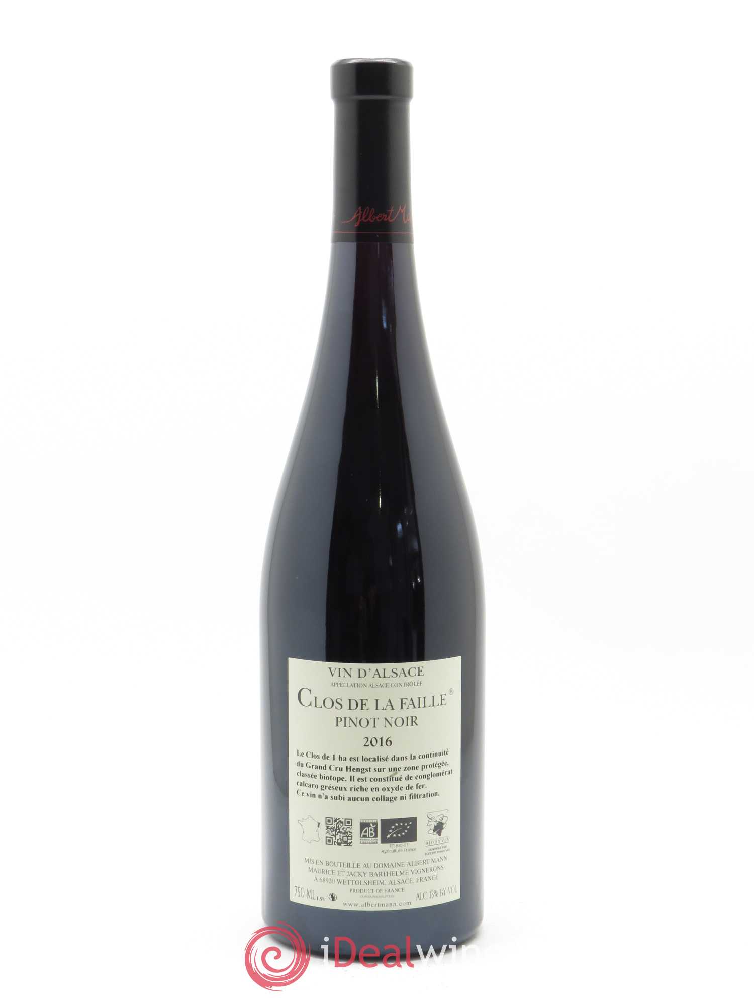Alsace Pinot Noir Clos de la Faille Albert Mann 2016 - Lot de 1 bouteille - 1