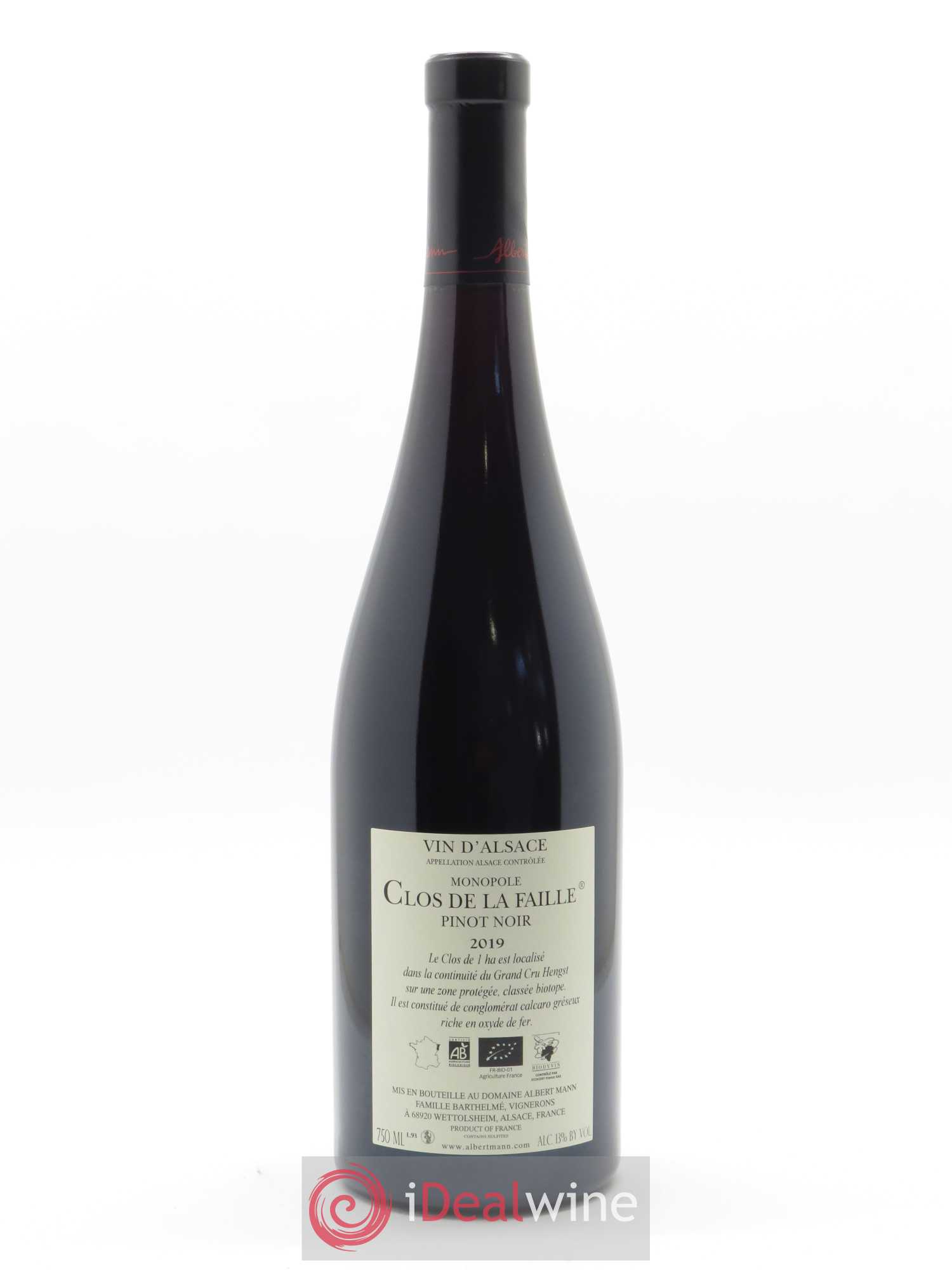 Alsace Pinot Noir Clos de la Faille Albert Mann 2019 - Lot de 1 bouteille - 1