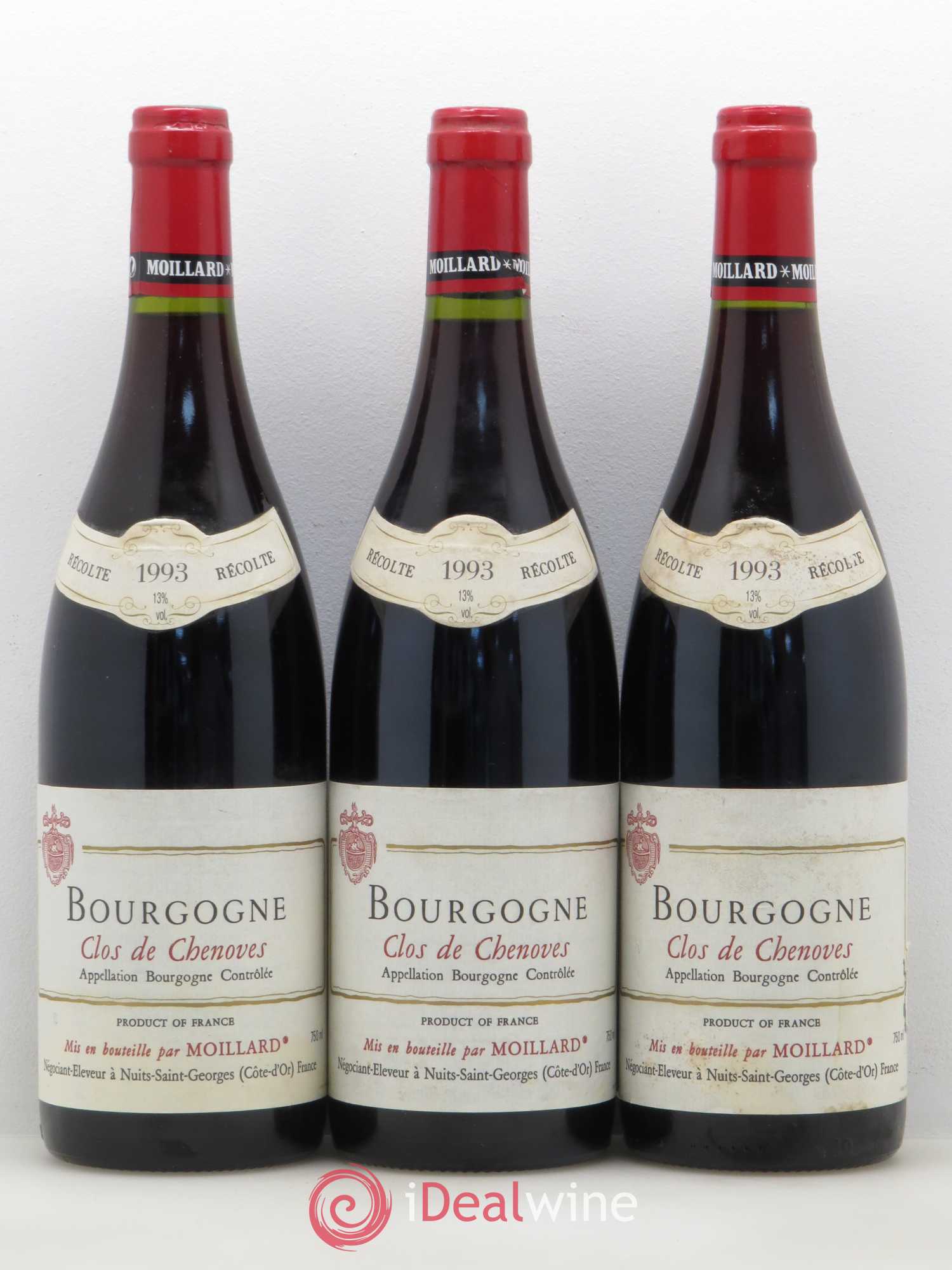Bourgogne Clos De Chenoves Moillard (sans prix de réserve) 1993 - Posten von 3 Flaschen - 0
