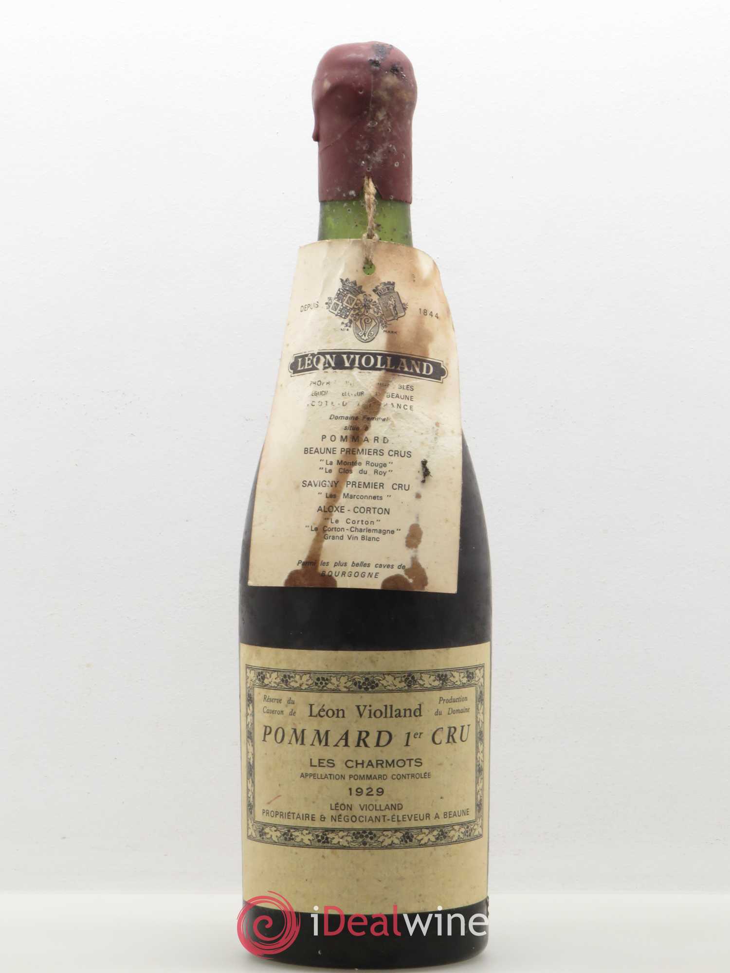Pommard 1er Cru Les Charmots Léon Violland 1929 - Posten von 1 Flasche - 0