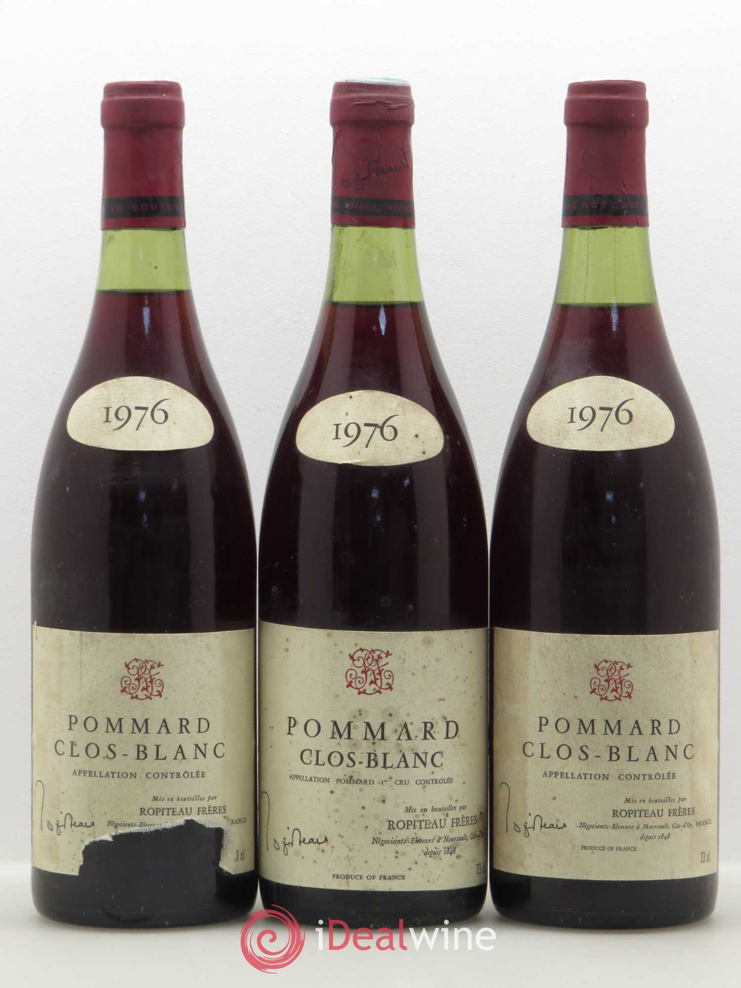 Pommard 1er Cru Clos Blanc Ropiteau Frères 1976 - Lot de 3 bouteilles - 0
