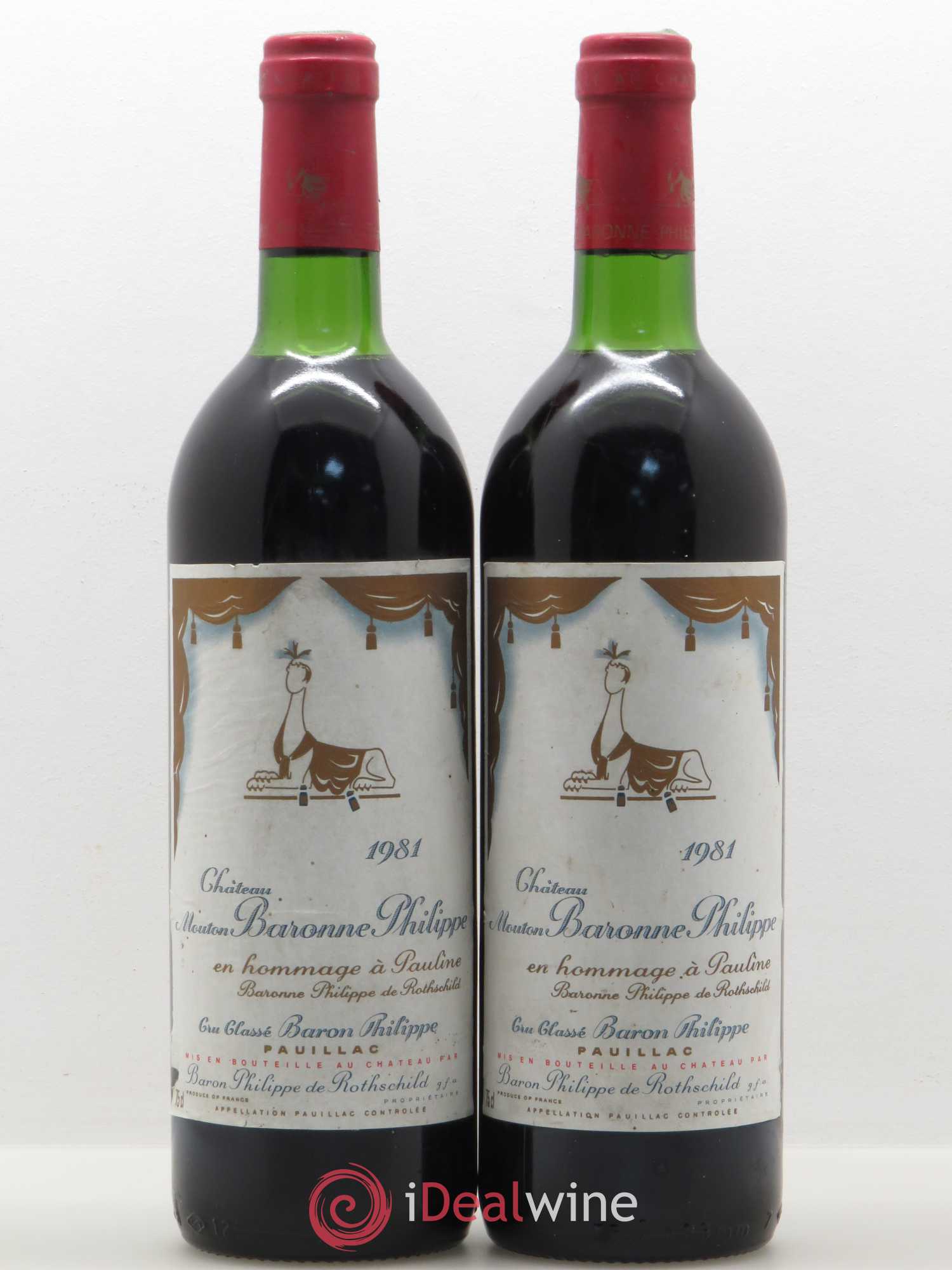 Château d' Armailhac - Mouton Baron(ne) Philippe 5ème Grand Cru Classé 1981 - Lot de 2 bouteilles - 0