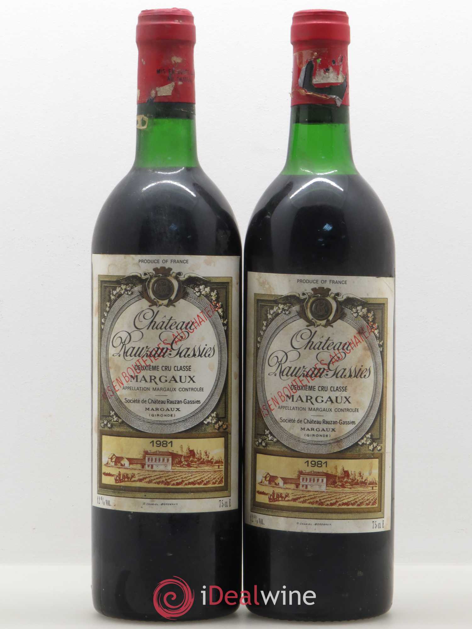 Château Rauzan-Gassies 2ème Grand Cru Classé 1981 - Lot de 2 bouteilles - 0