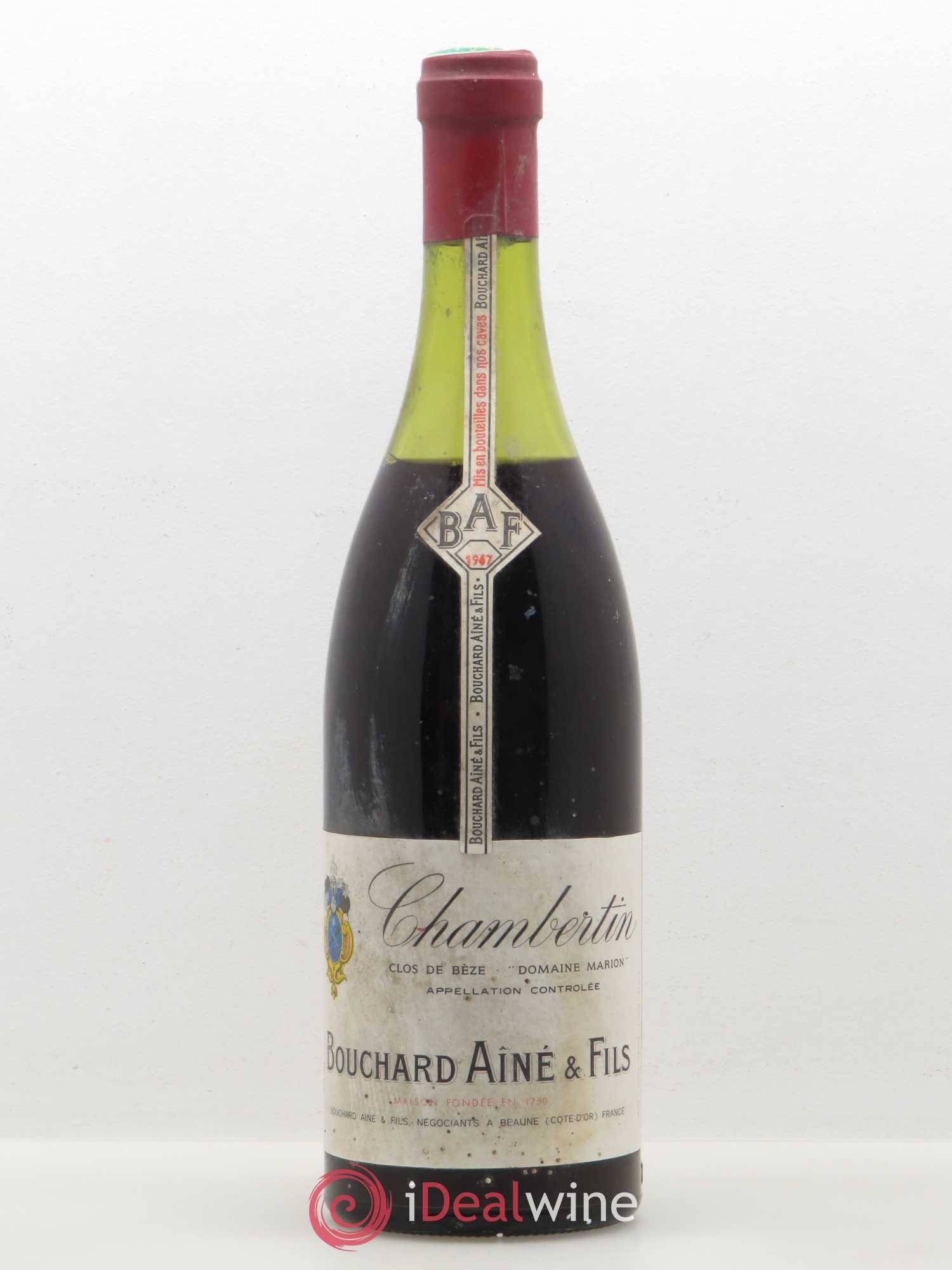 Chambertin Clos de Bèze Grand Cru Domaine Bouchard Ainé et Fils 1967 - Posten von 1 Flasche - 0