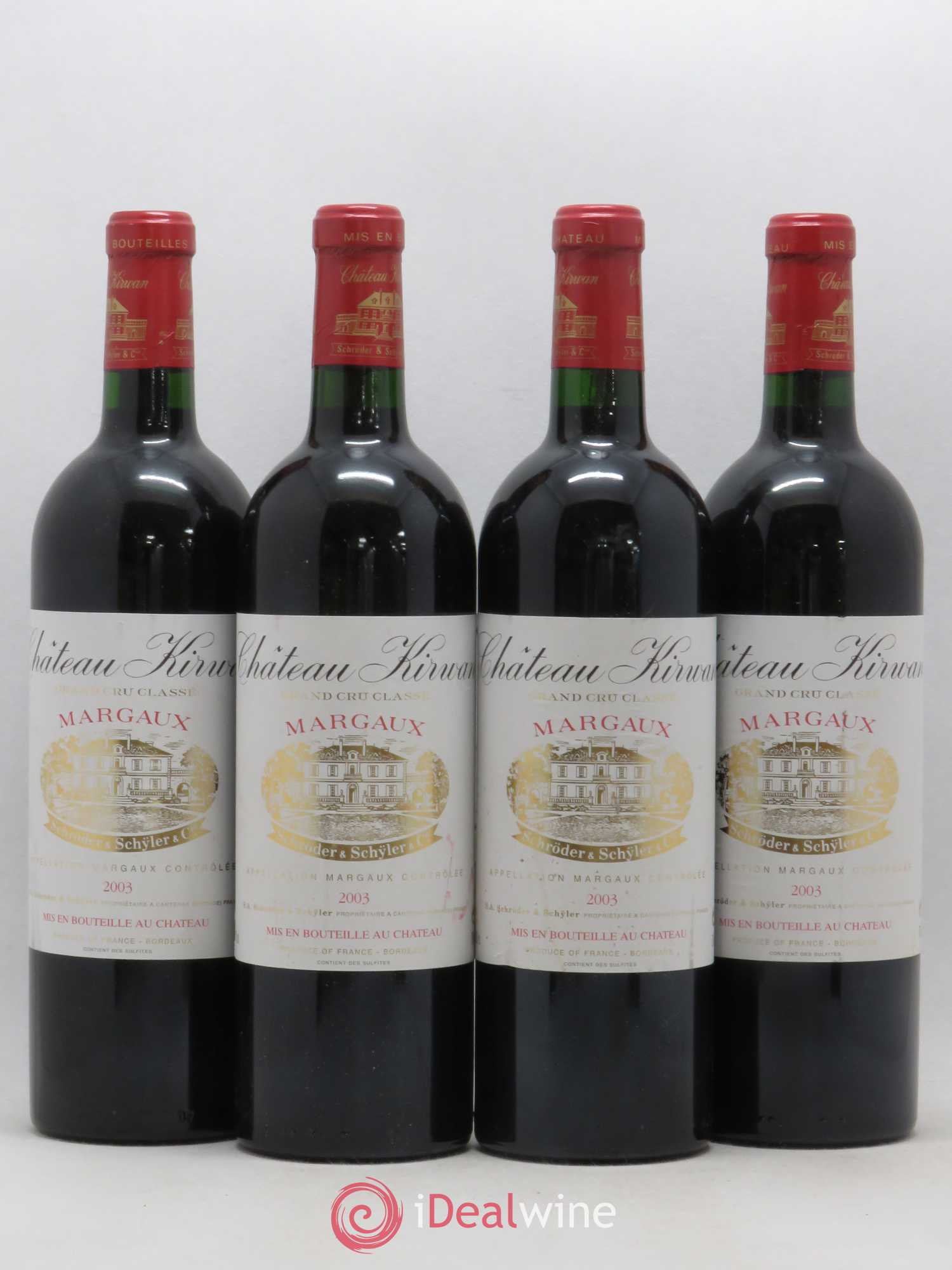 Château Kirwan 3ème Grand Cru Classé 2003 - Lot de 4 bouteilles - 0