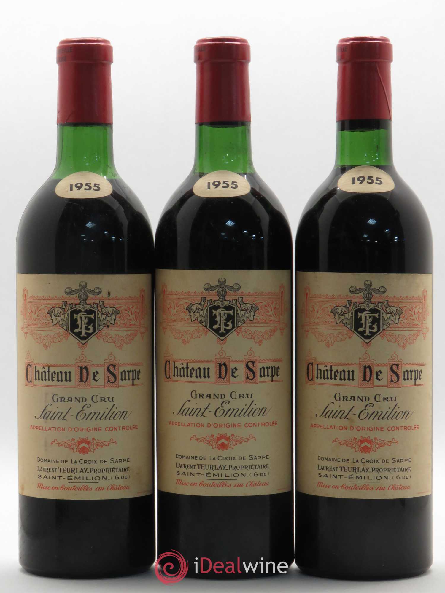 Saint-Émilion Grand Cru Château de Sarpe 1955 - Lot de 3 bouteilles - 0