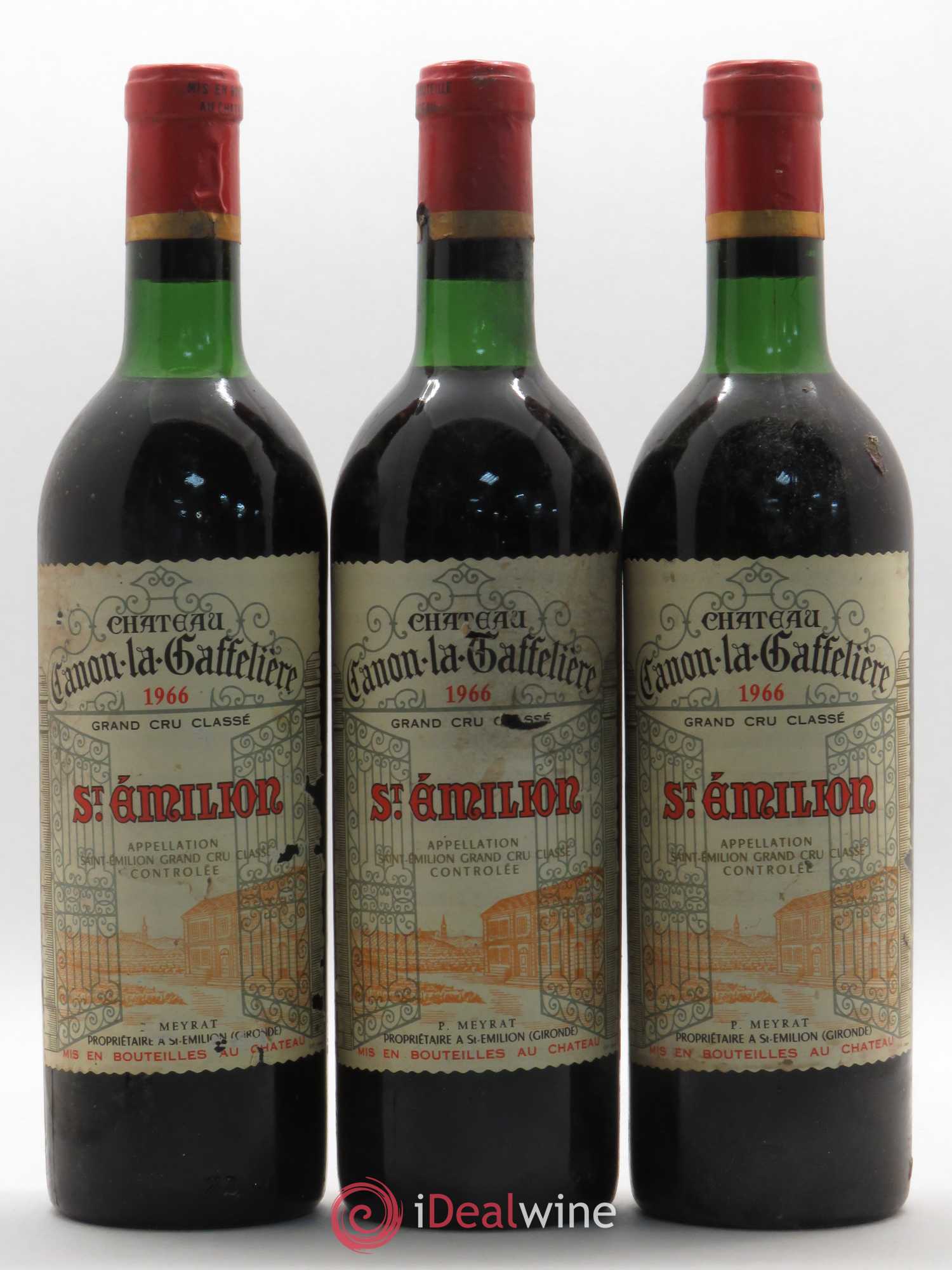 Château Canon la Gaffelière 1er Grand Cru Classé B 1966 - Lot de 3 bouteilles - 0