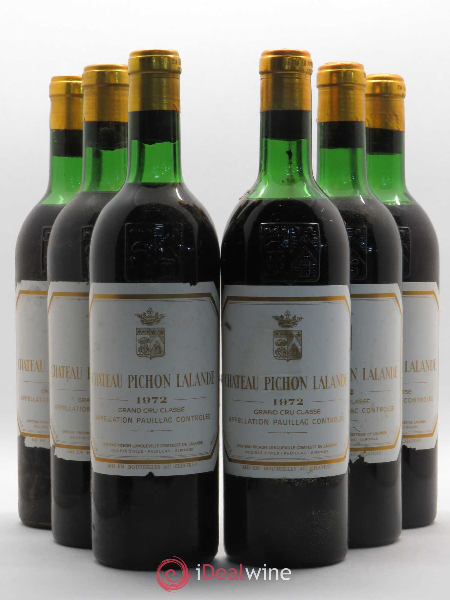 Château Pichon Longueville Comtesse de Lalande 2ème Grand Cru Classé 1972 - Lot de 6 bouteilles - 0