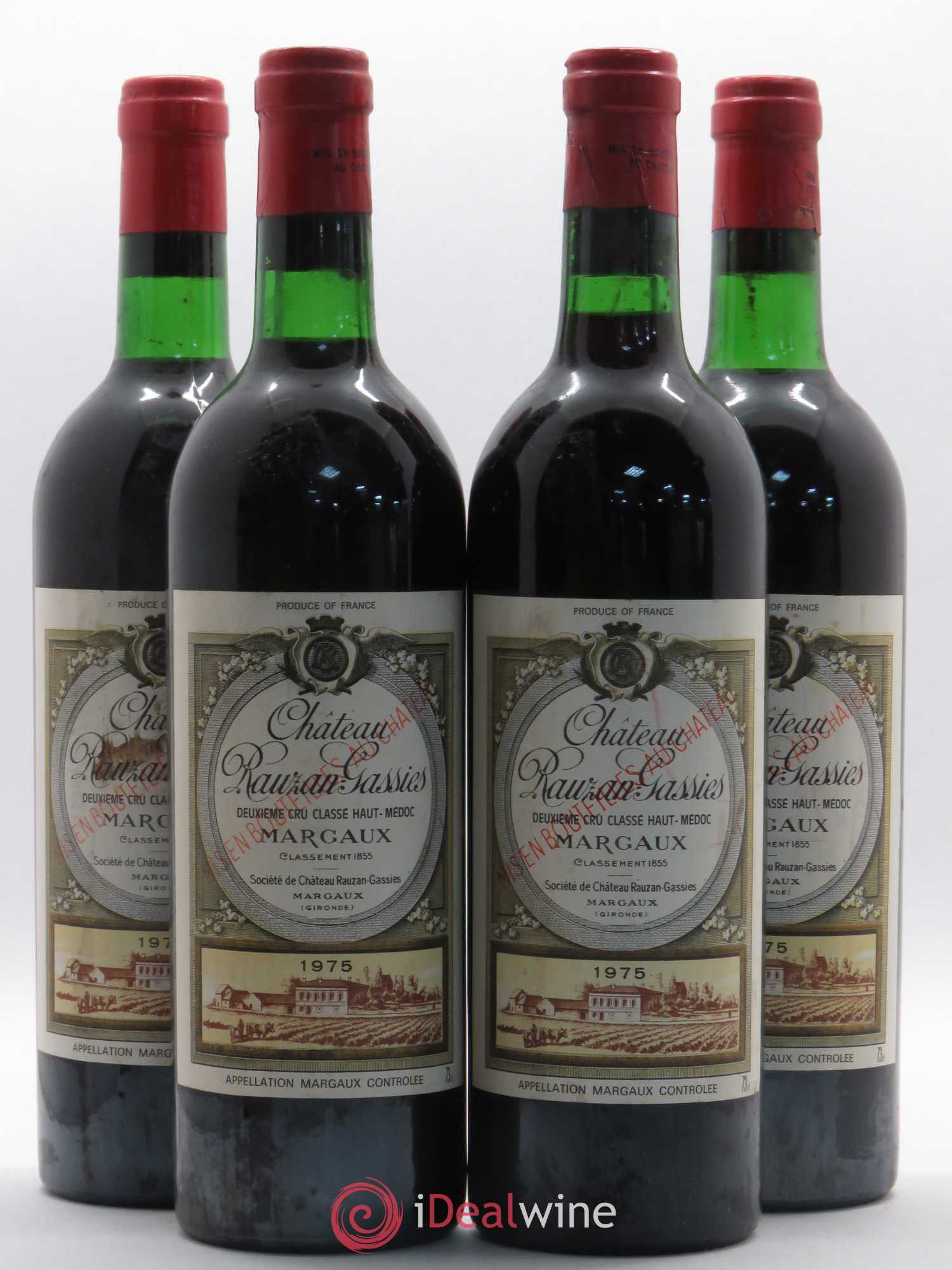 Château Rauzan-Gassies 2ème Grand Cru Classé 1975 - Lot de 4 bouteilles - 0