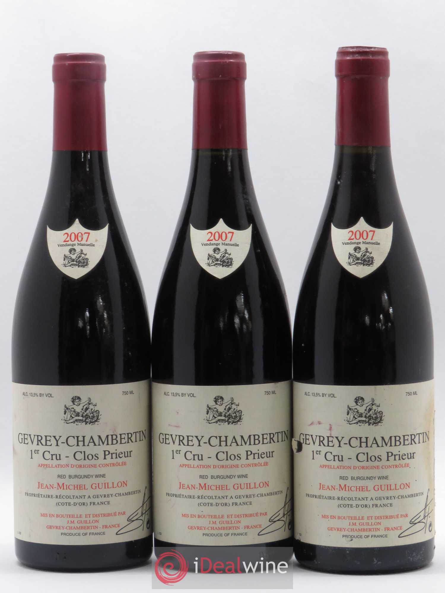 Gevrey-Chambertin 1er Cru Clos Prieur Domaine Guillon (sans prix de réserve) 2007 - Posten von 3 Flaschen - 0