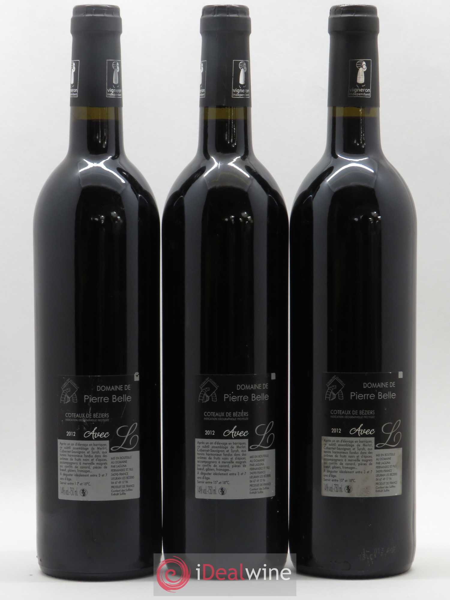 Divers Domaine de Pierre Belle Avec L Coteau de Béziers (sans prix de réserve) 2012 - Posten von 3 Flaschen - 1