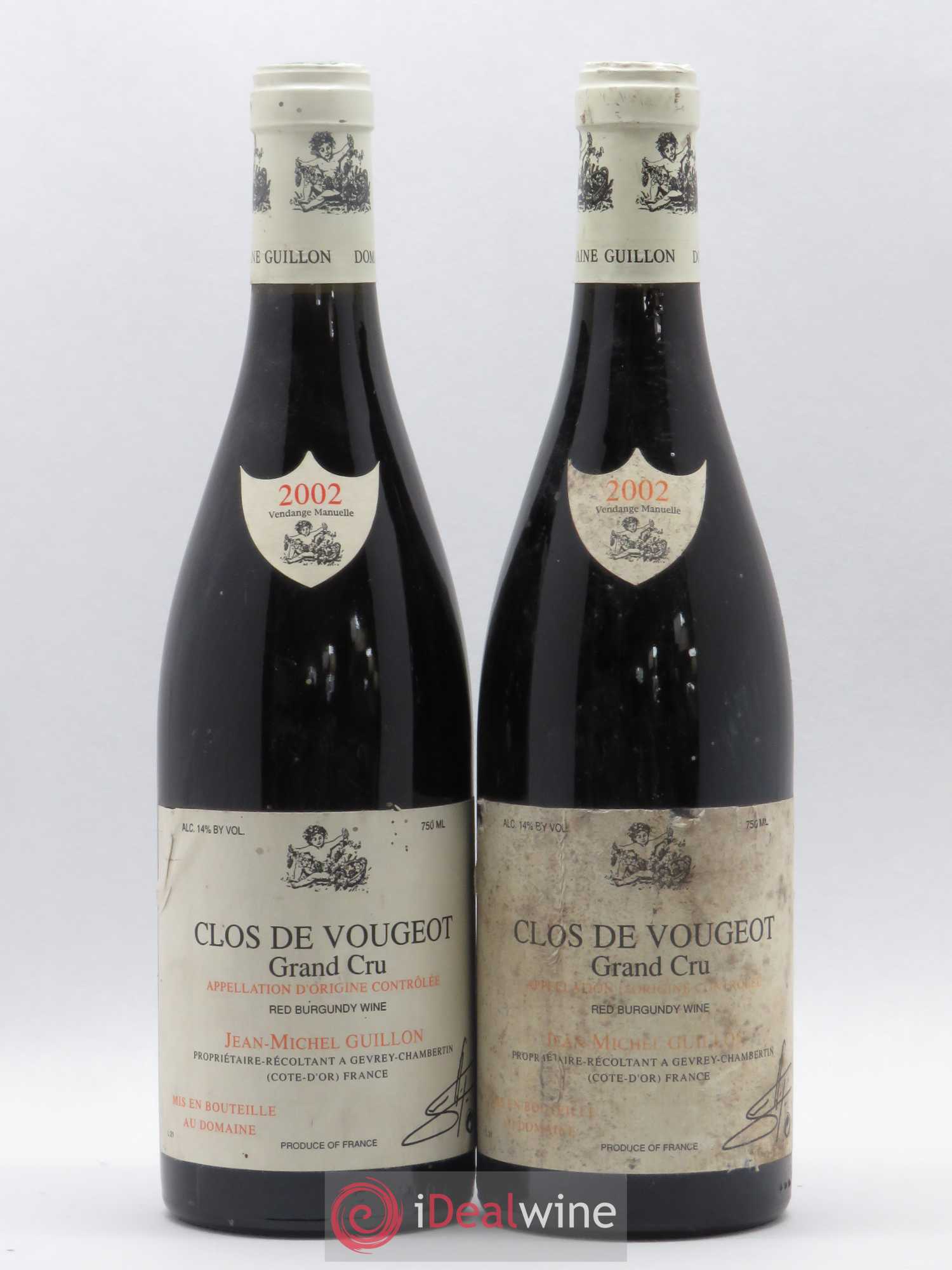 Clos de Vougeot Grand Cru Domaine Guillon (sans prix de réserve) 2002 - Posten von 2 Flaschen - 0