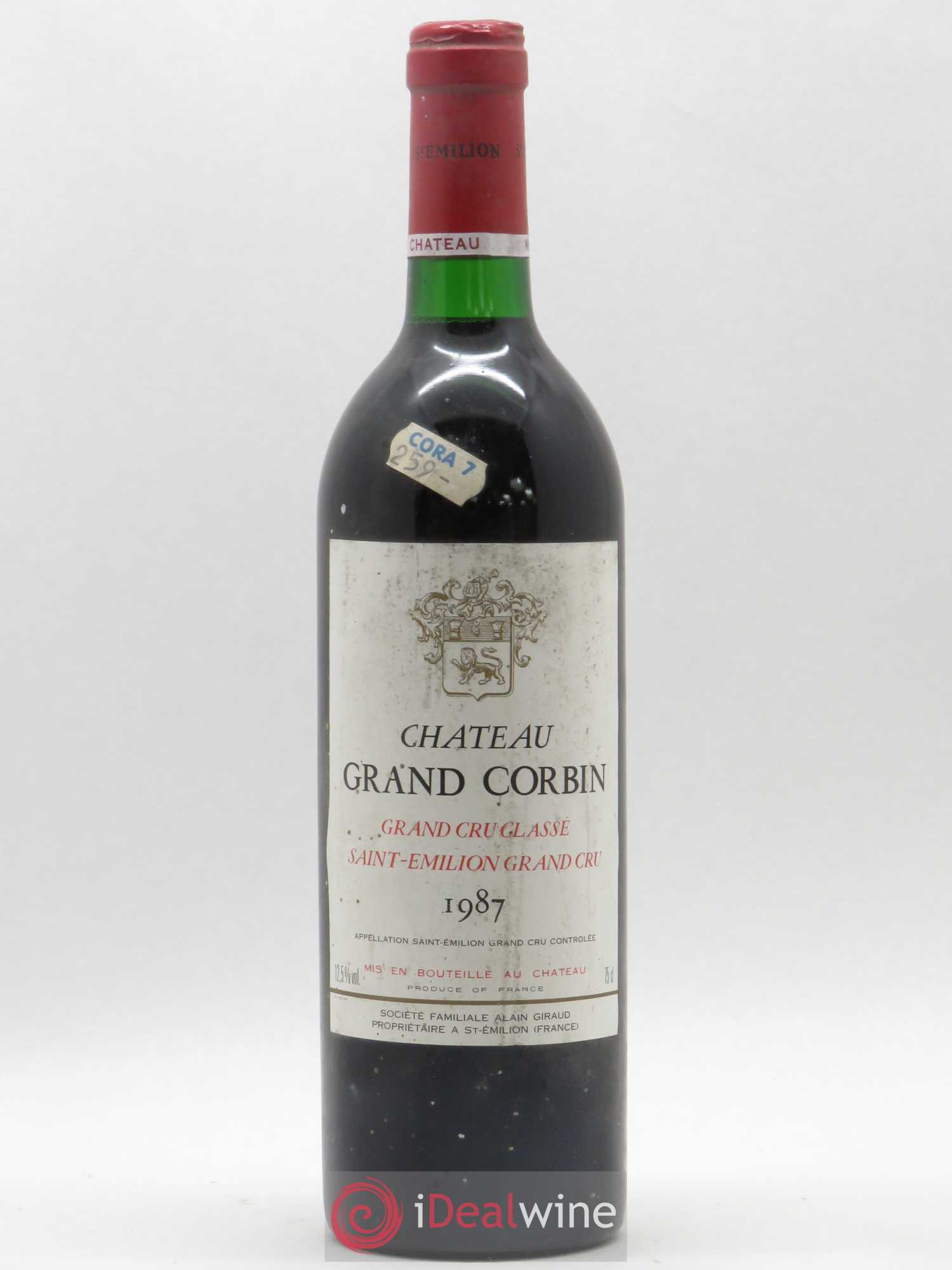 Château Grand Corbin Grand Cru Classé 1987 - Lot de 1 bouteille - 0
