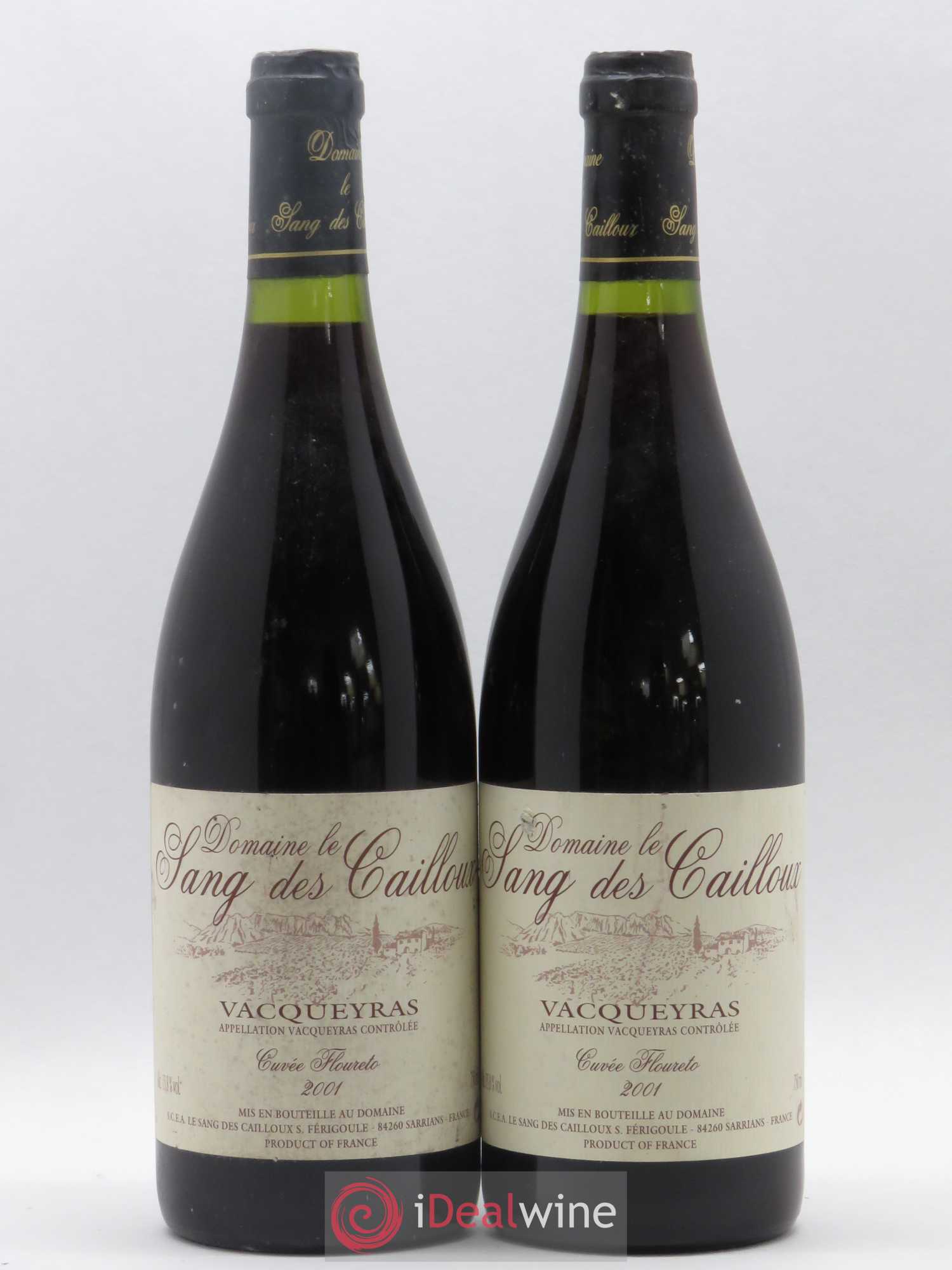 Vacqueyras Floureto Le Sang des Cailloux 2001 - Lot de 2 bouteilles - 0
