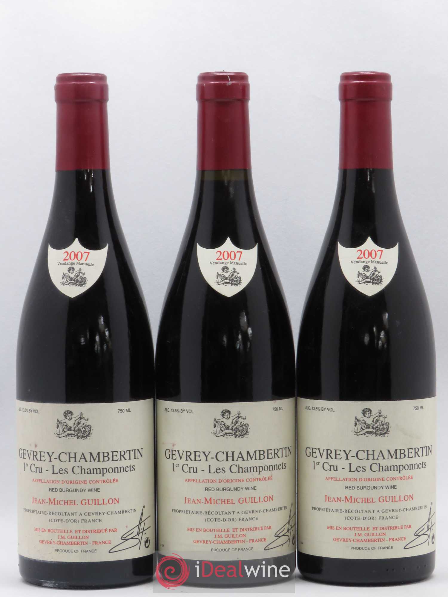 Gevrey-Chambertin 1er Cru Les Champonnets Domaine Guillon (sans prix de réserve) 2007 - Posten von 3 Flaschen - 0
