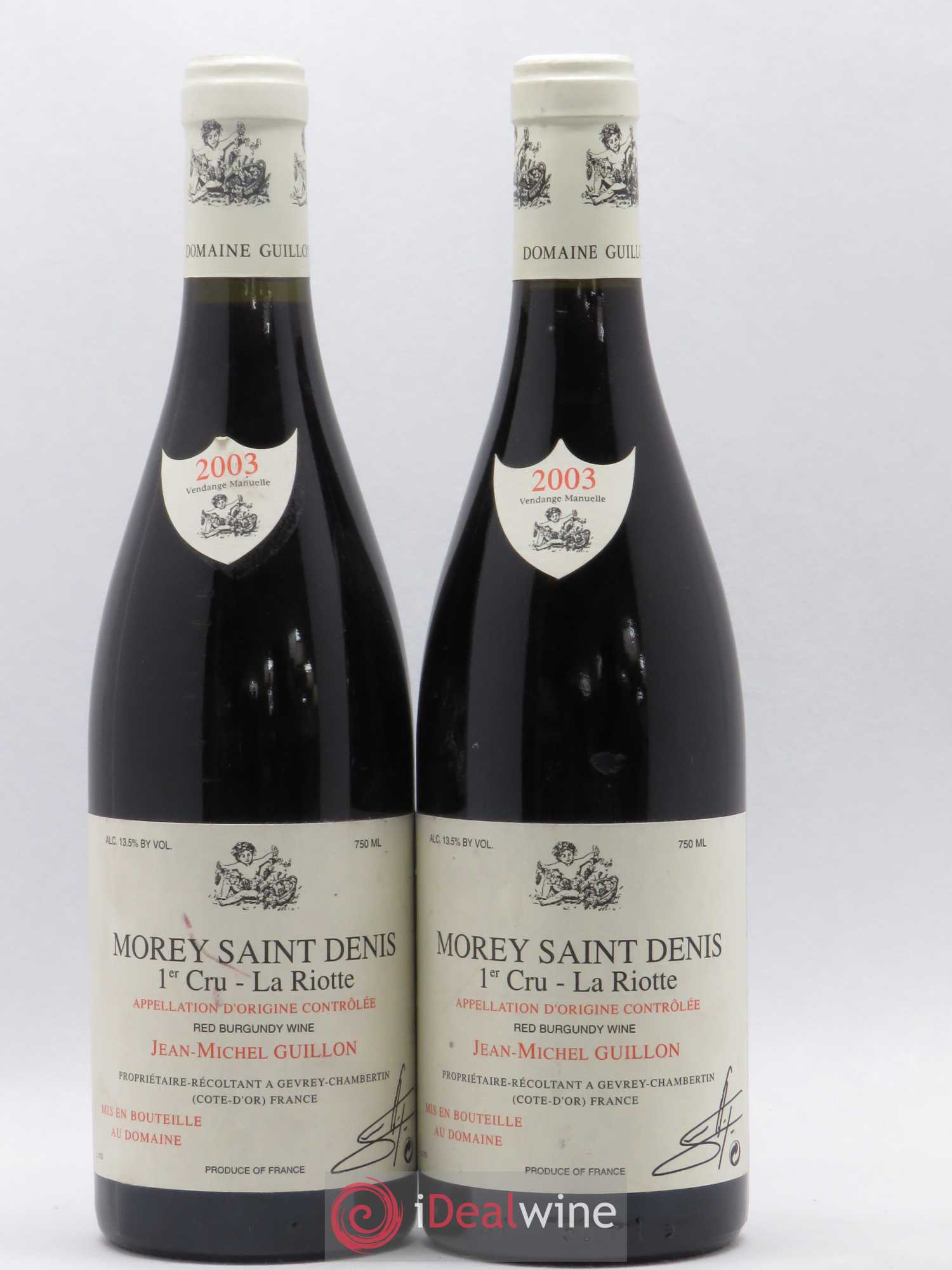 Morey-Saint-Denis 1er Cru La Riotte Domaine Guillon (sans prix de réserve) 2003 - Lot de 2 bouteilles - 0