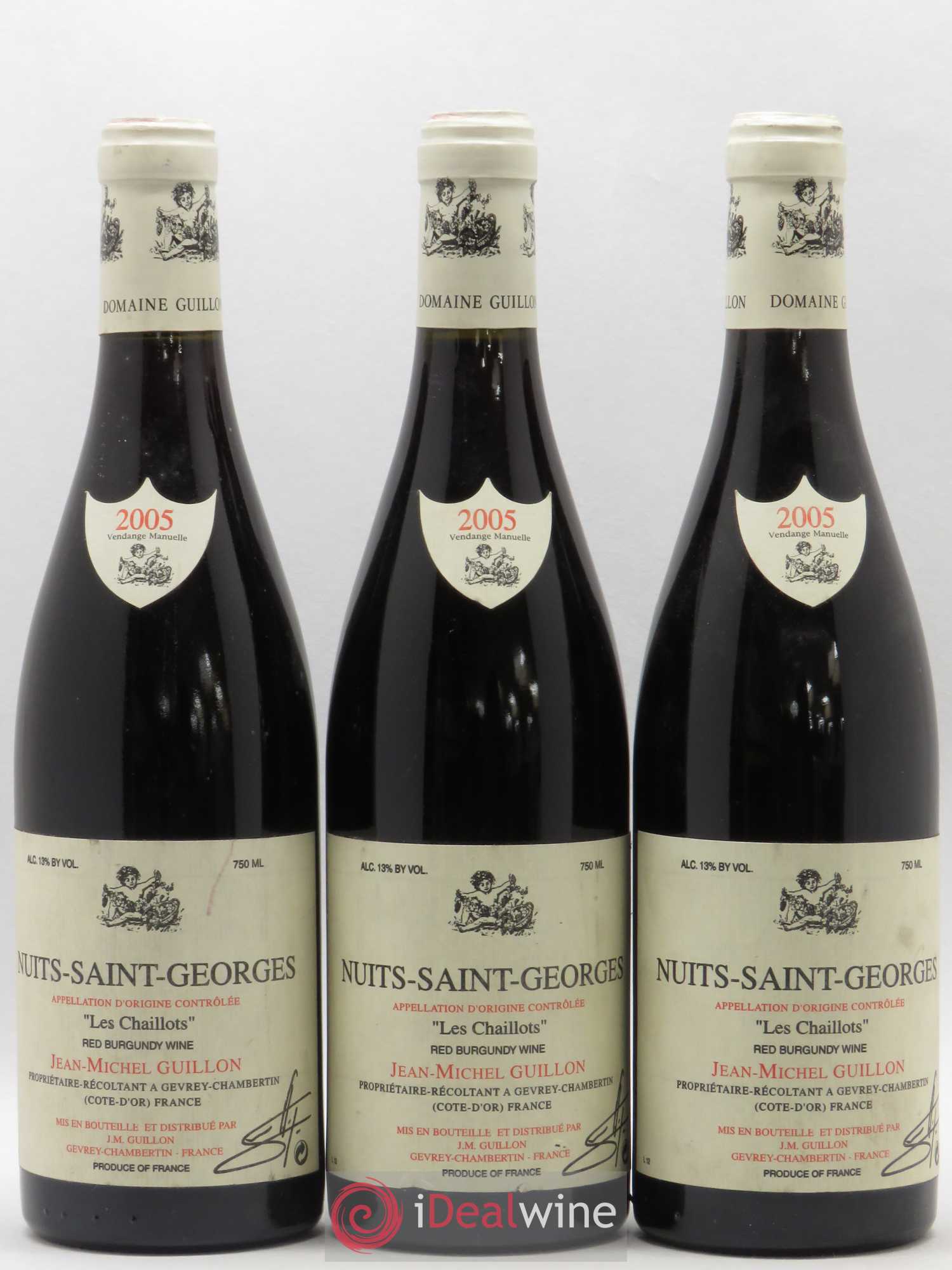 Nuits-Saint-Georges Les Chaillots Domaine Guillon (sans prix de réserve) 2005 - Posten von 3 Flaschen - 0