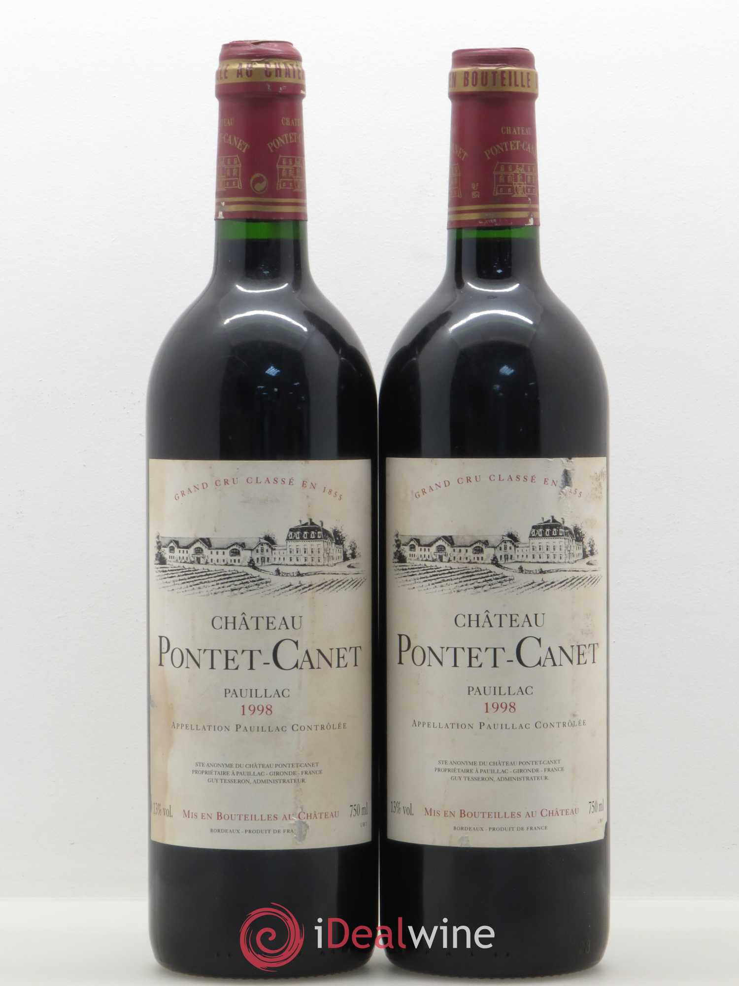 Château Pontet Canet 5ème Grand Cru Classé (sans prix de réserve) 1998 - Lot de 2 bouteilles - 0