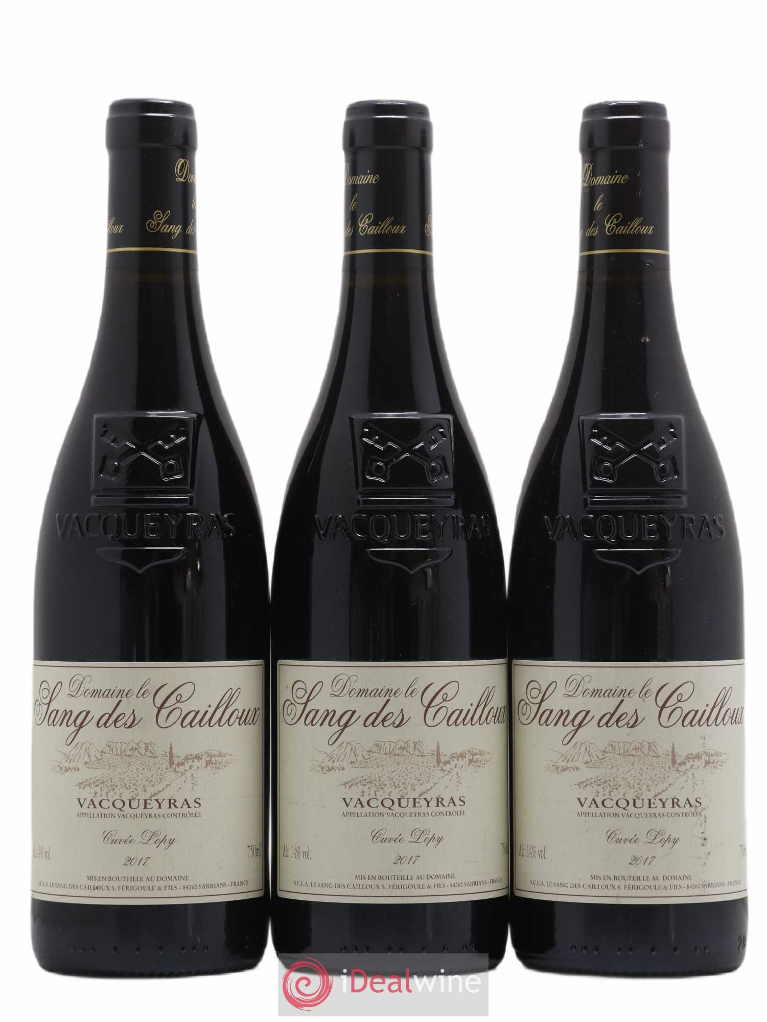 Vacqueyras Cuvée de Lopy Le Sang des Cailloux 2017 - Lot de 3 bouteilles - 0