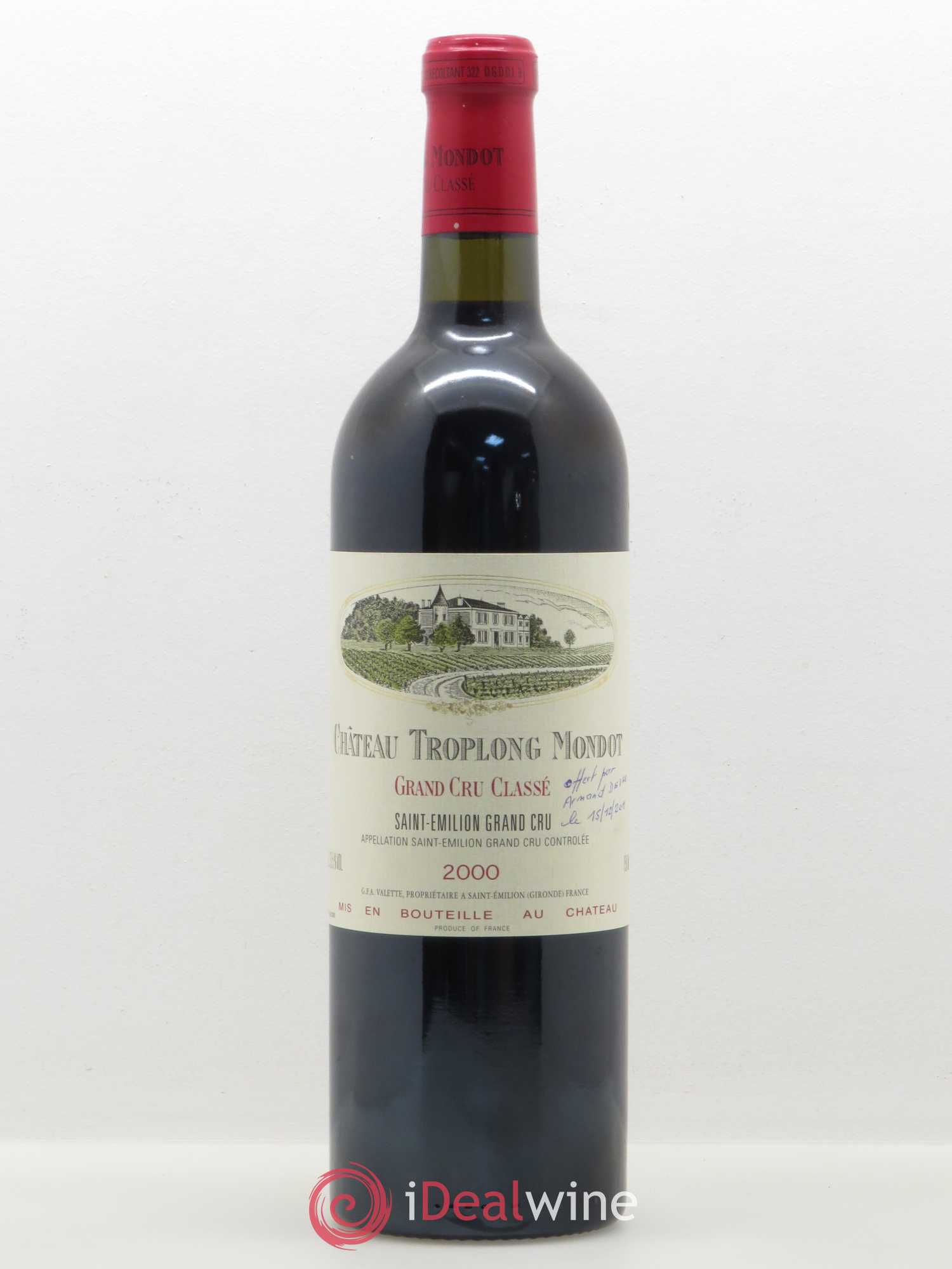 Château Troplong Mondot 1er Grand Cru Classé B 2000 - Lot de 1 bouteille - 0