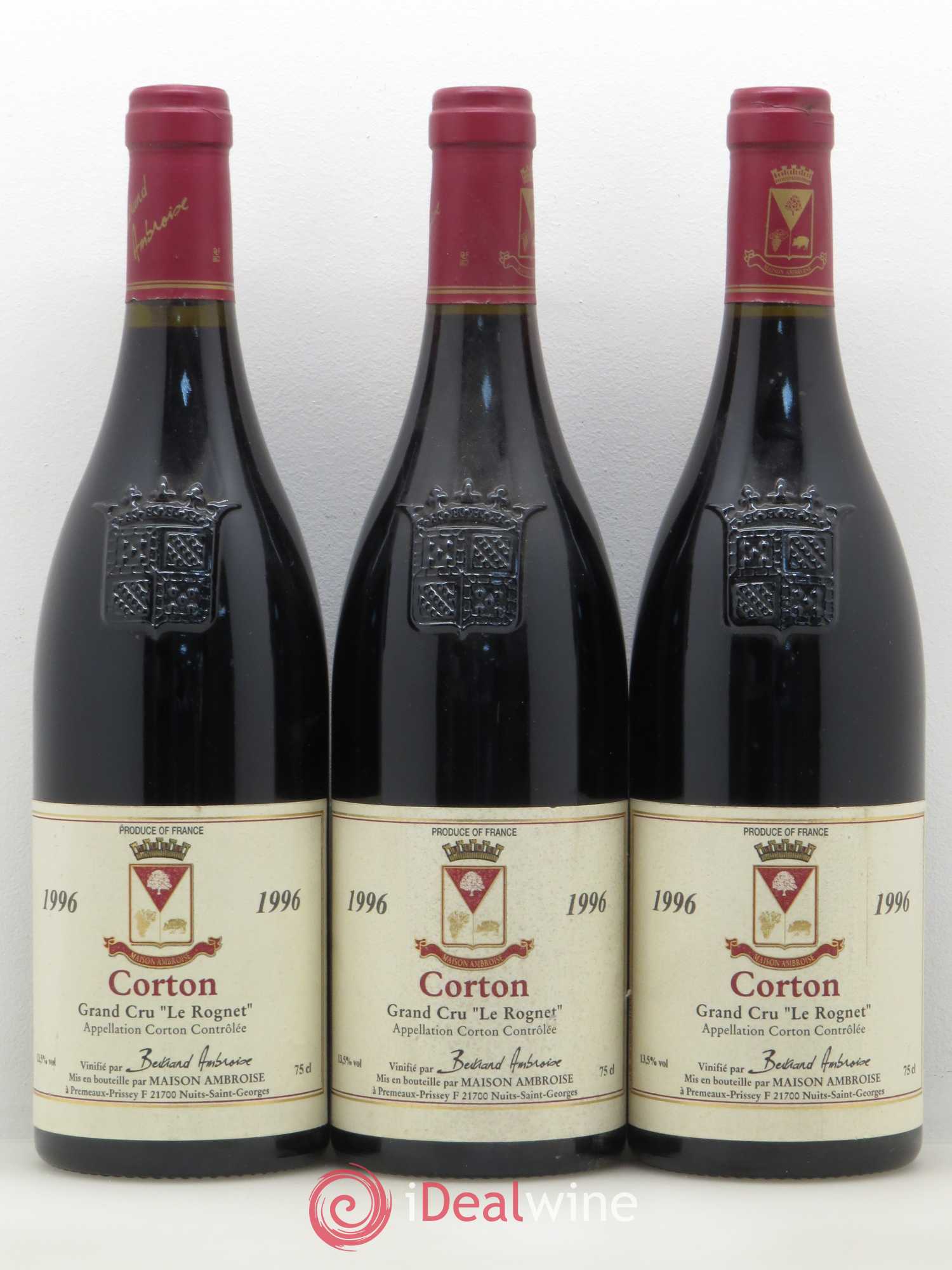 Corton Grand Cru Le Rognet Bertrand Ambroise 1996 - Lot de 3 bouteilles - 0