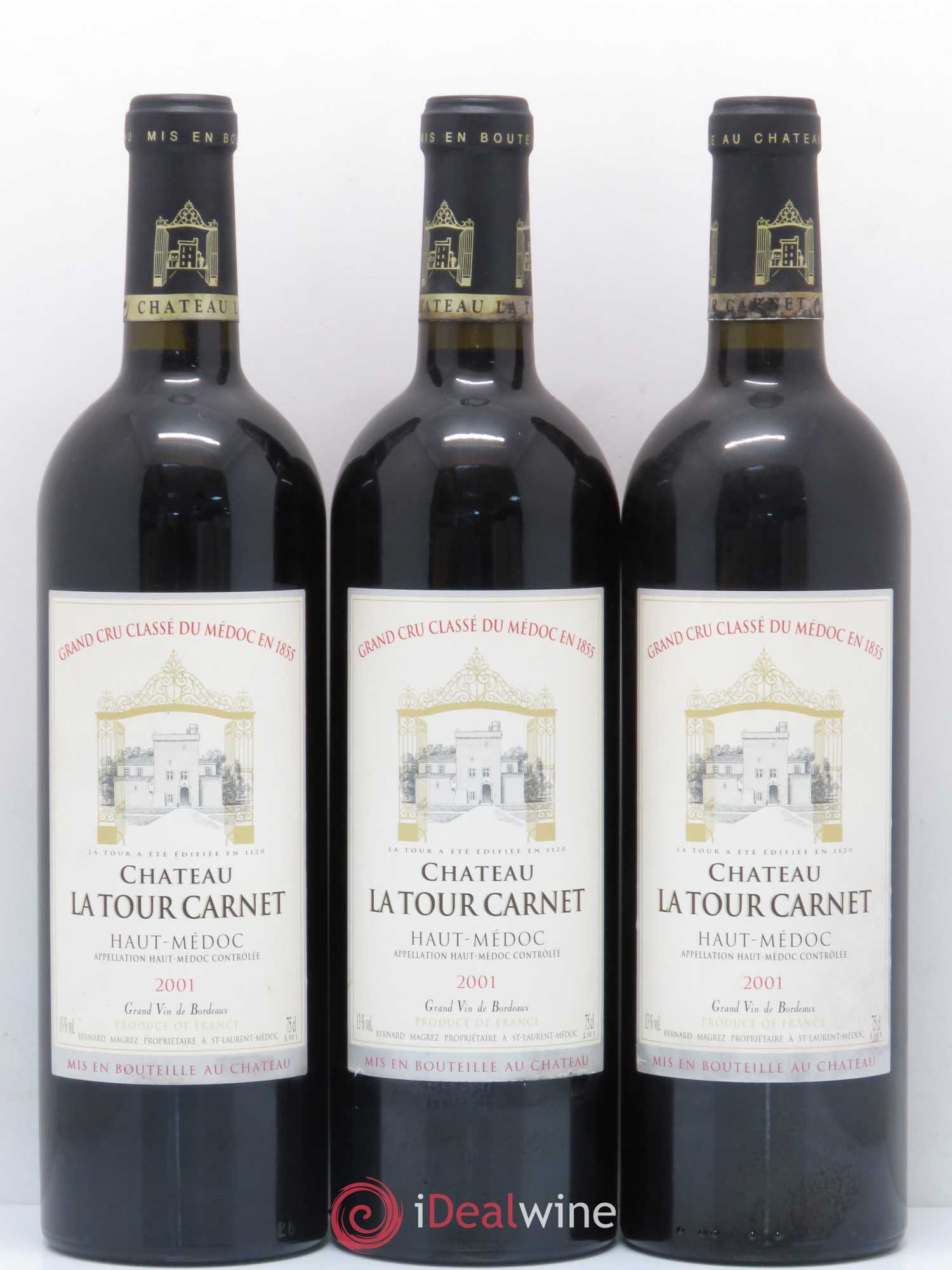 Château la Tour Carnet 4ème Grand Cru Classé 2001 - Lot de 12 bouteilles - 1