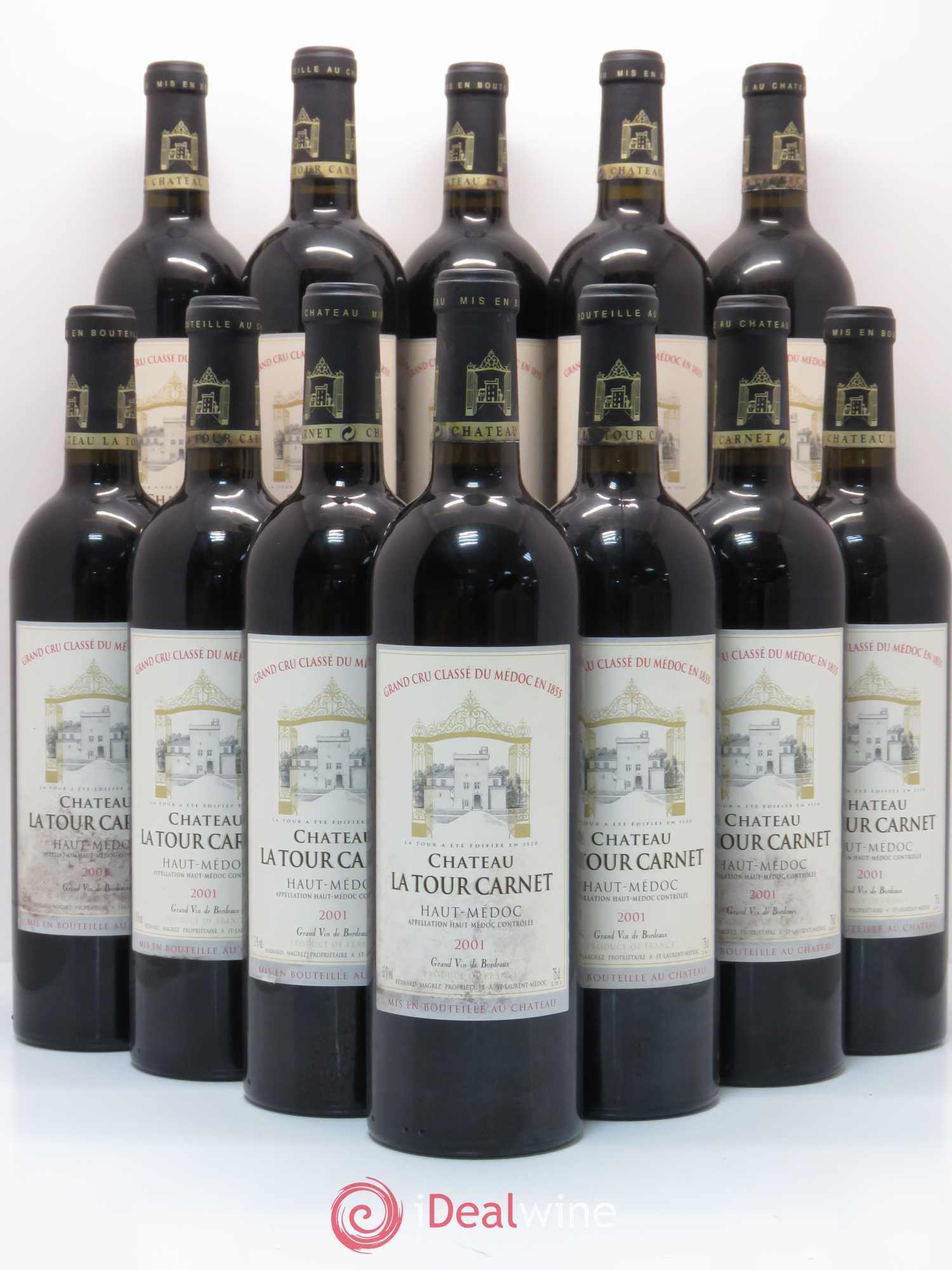 Château la Tour Carnet 4ème Grand Cru Classé 2001 - Lot de 12 bouteilles - 0