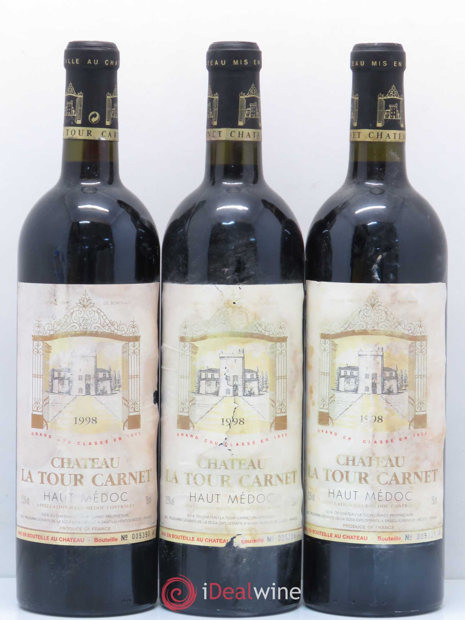 Château la Tour Carnet 4ème Grand Cru Classé 1998 - Lot de 6 bouteilles - 1