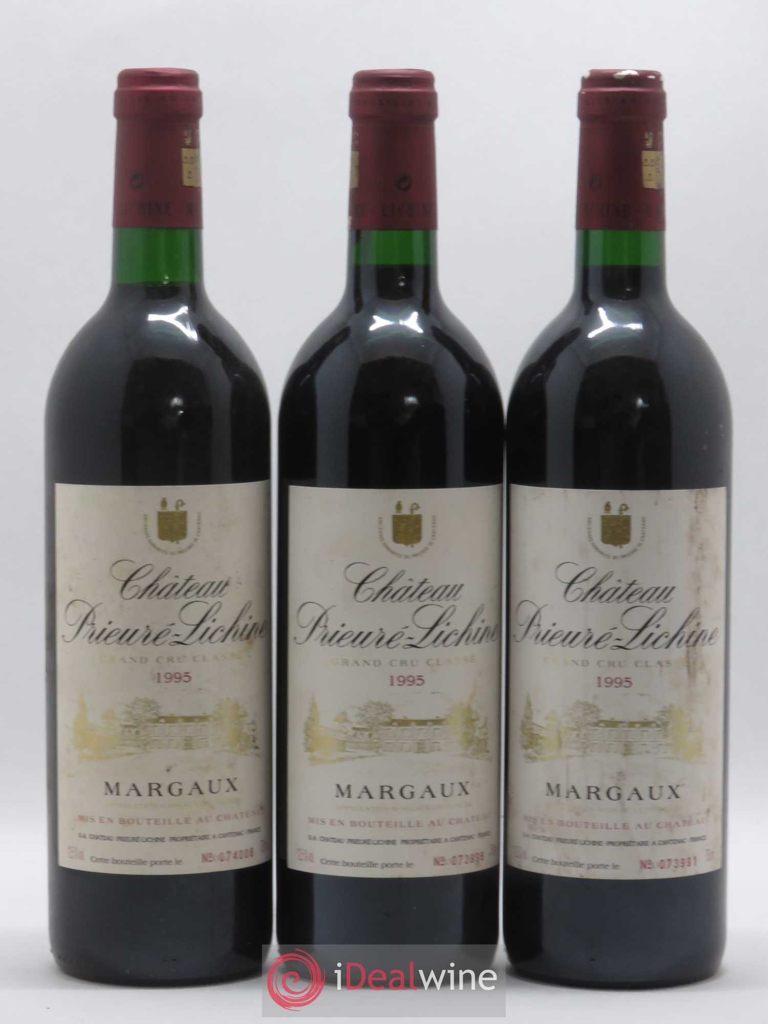 Château Prieuré Lichine 4ème Grand Cru Classé 1995 - Lot de 3 bouteilles - 0