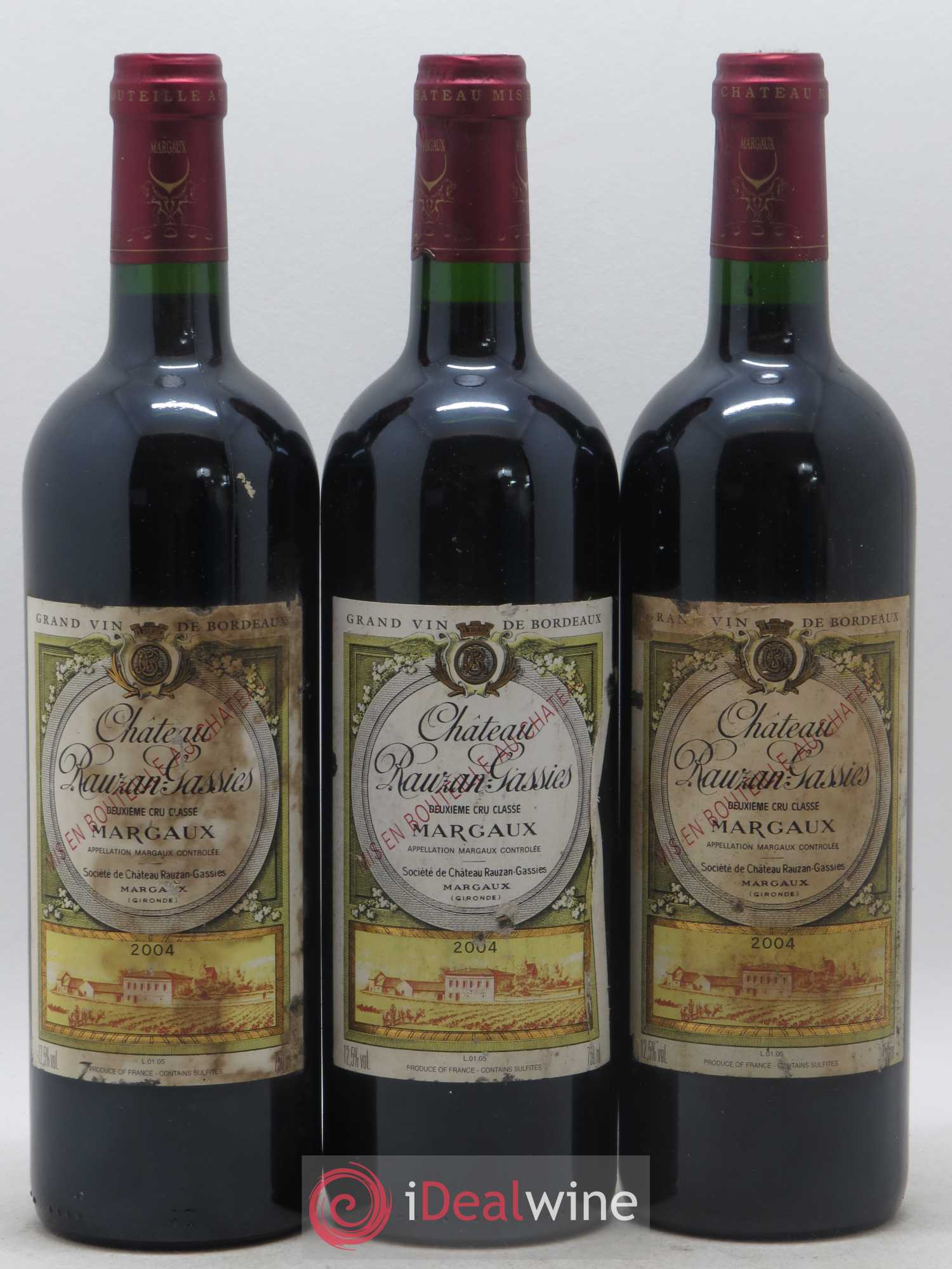 Château Rauzan-Gassies 2ème Grand Cru Classé 2004 - Lot de 3 bouteilles - 0