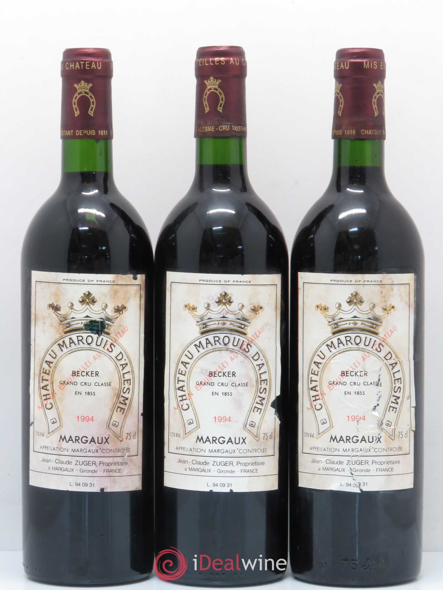Château Marquis d'Alesme 1994 - Lot de 6 bouteilles - 1