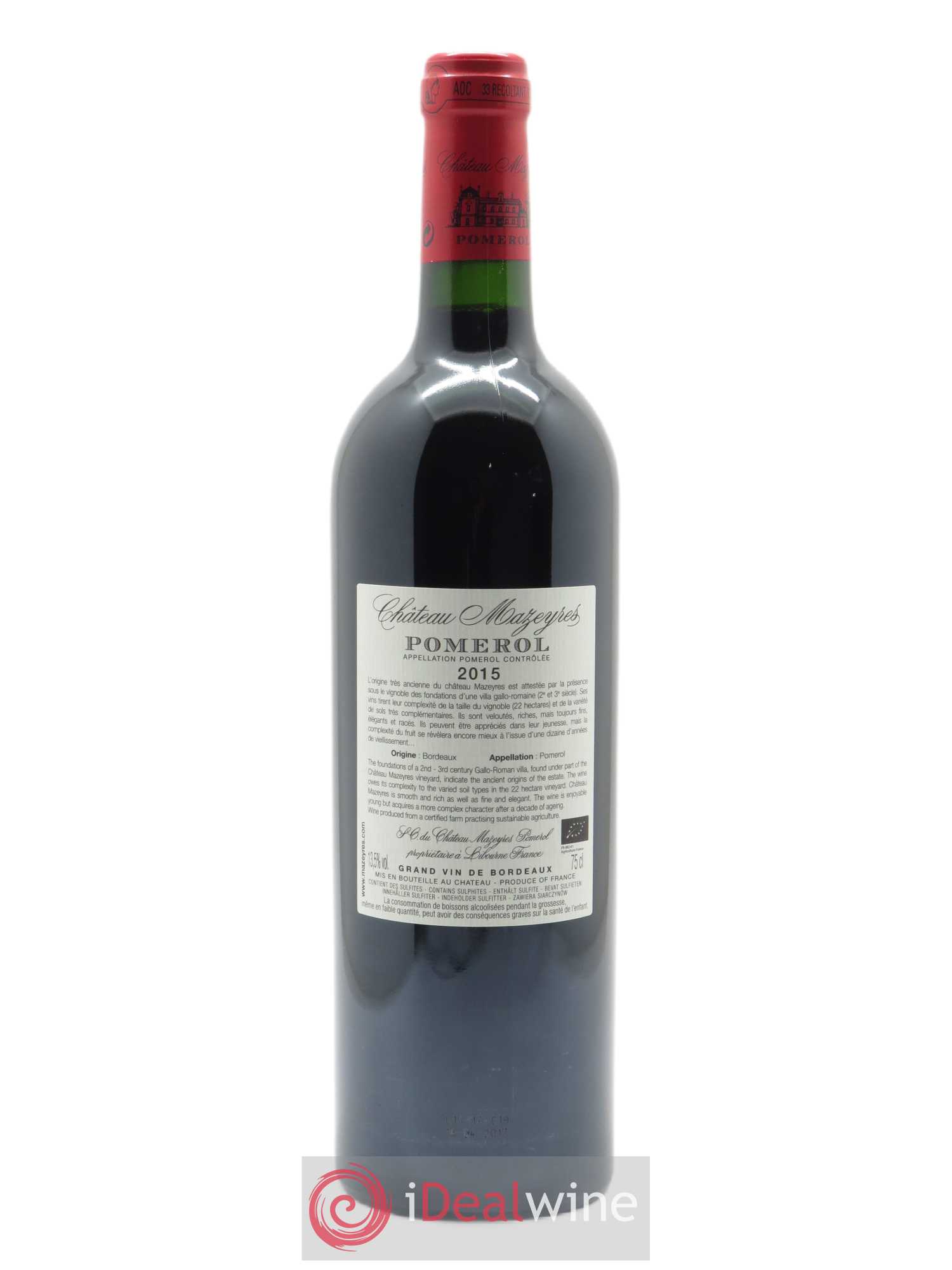 Château Mazeyres 2015 - Lot de 1 bouteille - 1