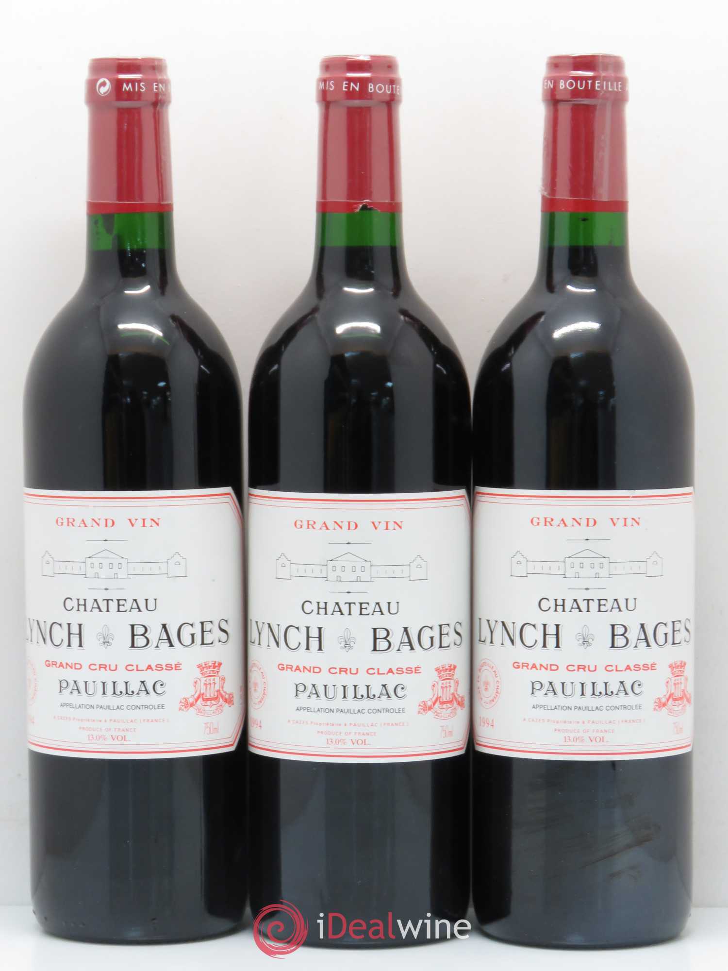 Château Lynch Bages 5ème Grand Cru Classé 1994 - Lot de 3 bouteilles - 0
