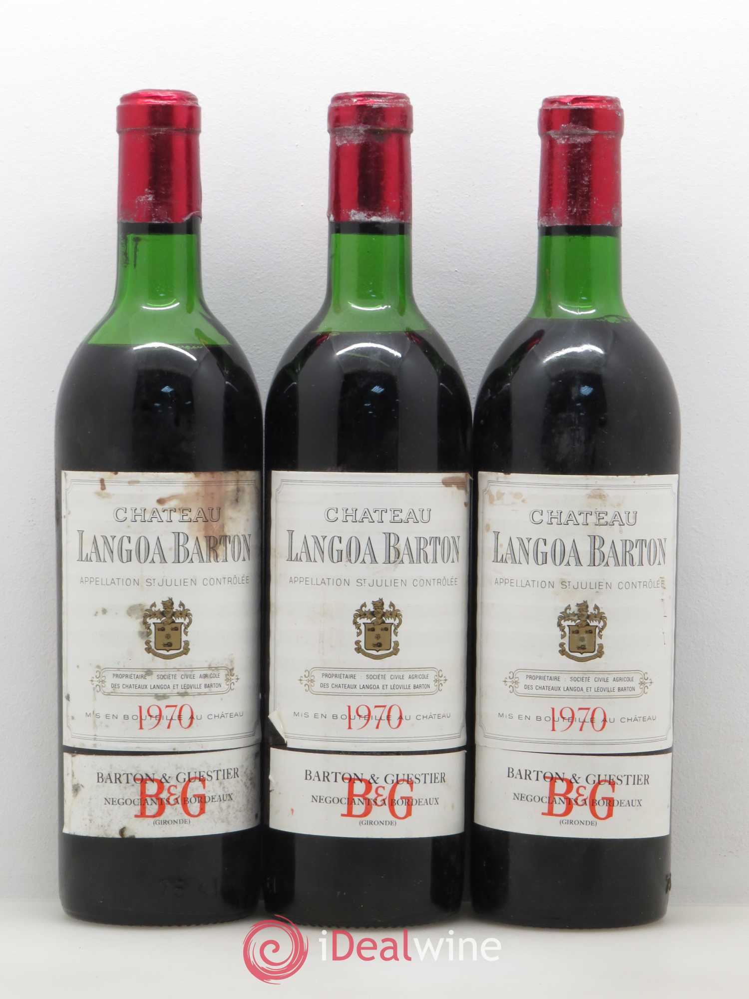Château Langoa Barton 3ème Grand Cru Classé 1970 - Lot de 3 bouteilles - 0