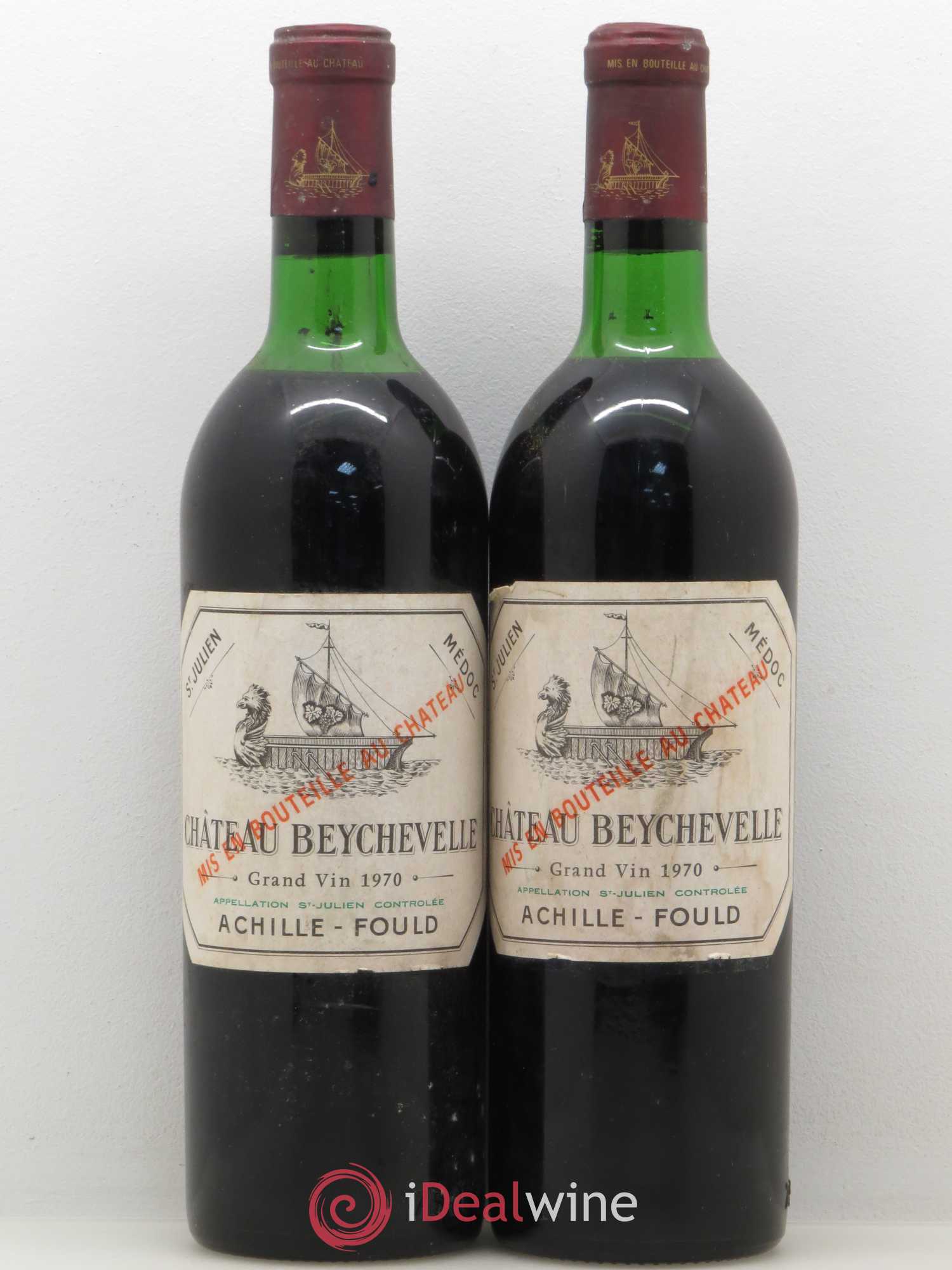 Château Beychevelle 4ème Grand Cru Classé 1970 - Lot de 2 bouteilles - 0