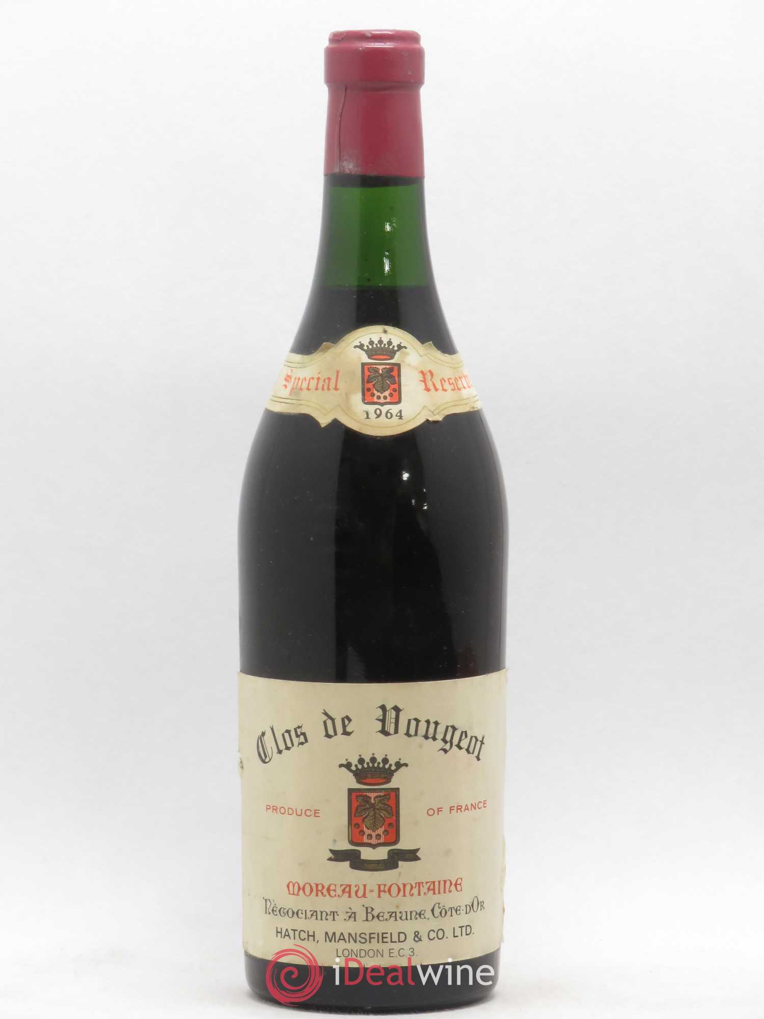 Clos de Vougeot Grand Cru Spécial Réserve Moreau Fontaine 1964 - Posten von 1 Flasche - 0