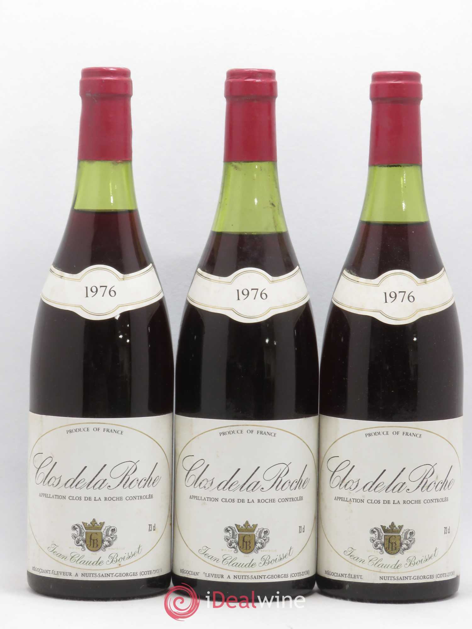 Clos de la Roche Grand Cru Jean Claude Boisset 1976 - Posten von 3 Flaschen - 0