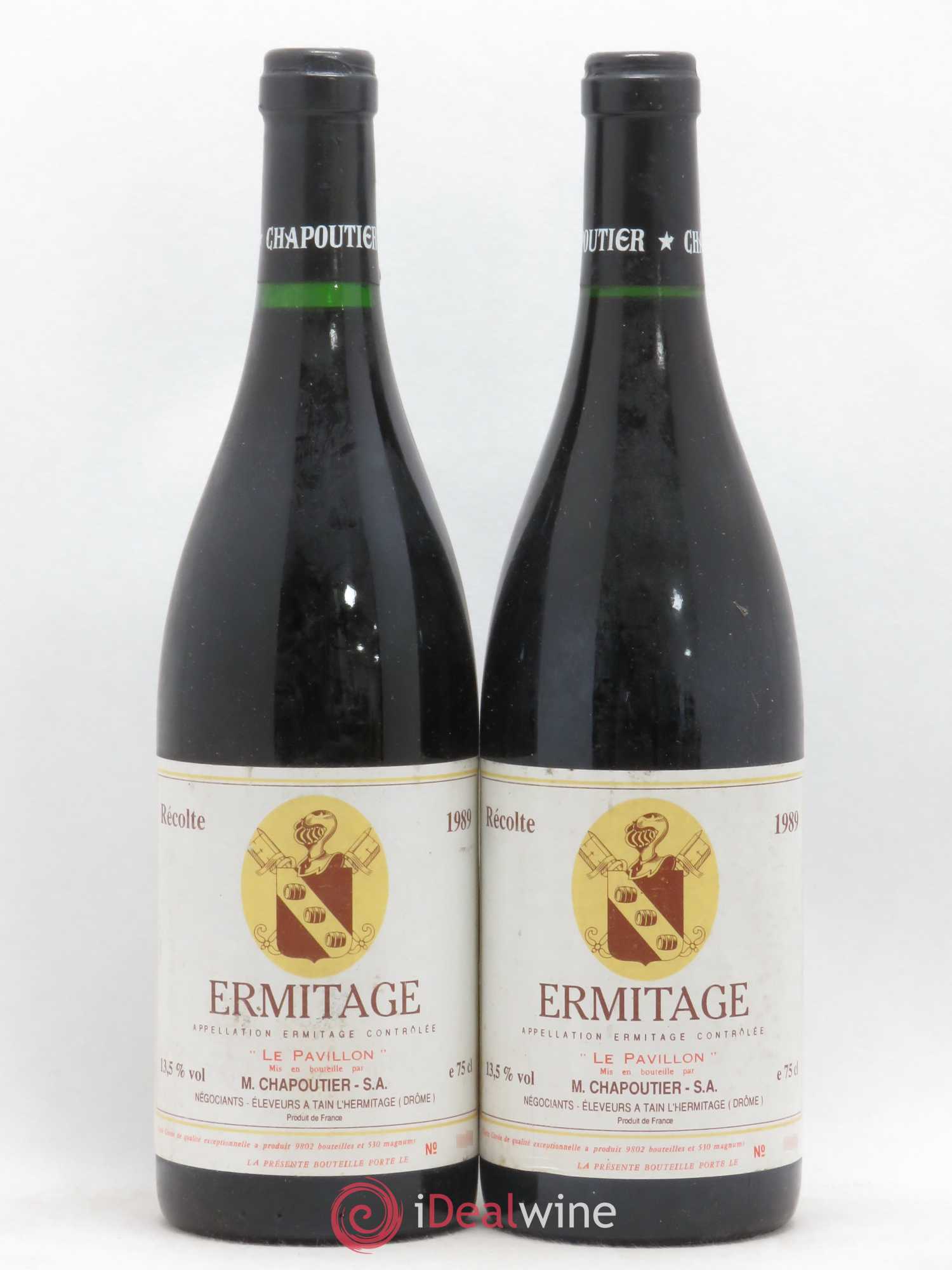 Hermitage Ermitage Le Pavillon Chapoutier 1989 - Lot de 2 bouteilles - 0