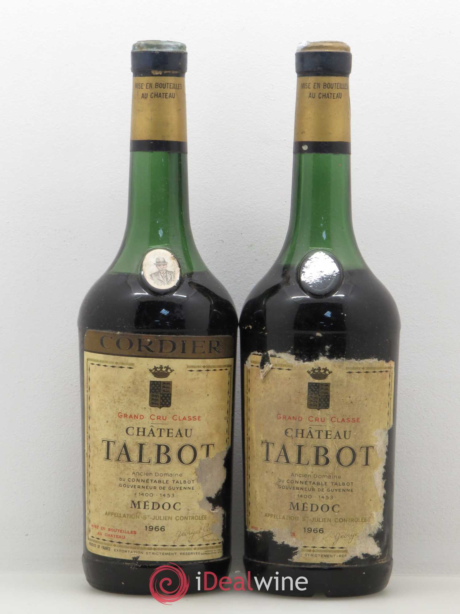 Château Talbot 4ème Grand Cru Classé 1966 - Lot de 2 bouteilles - 0